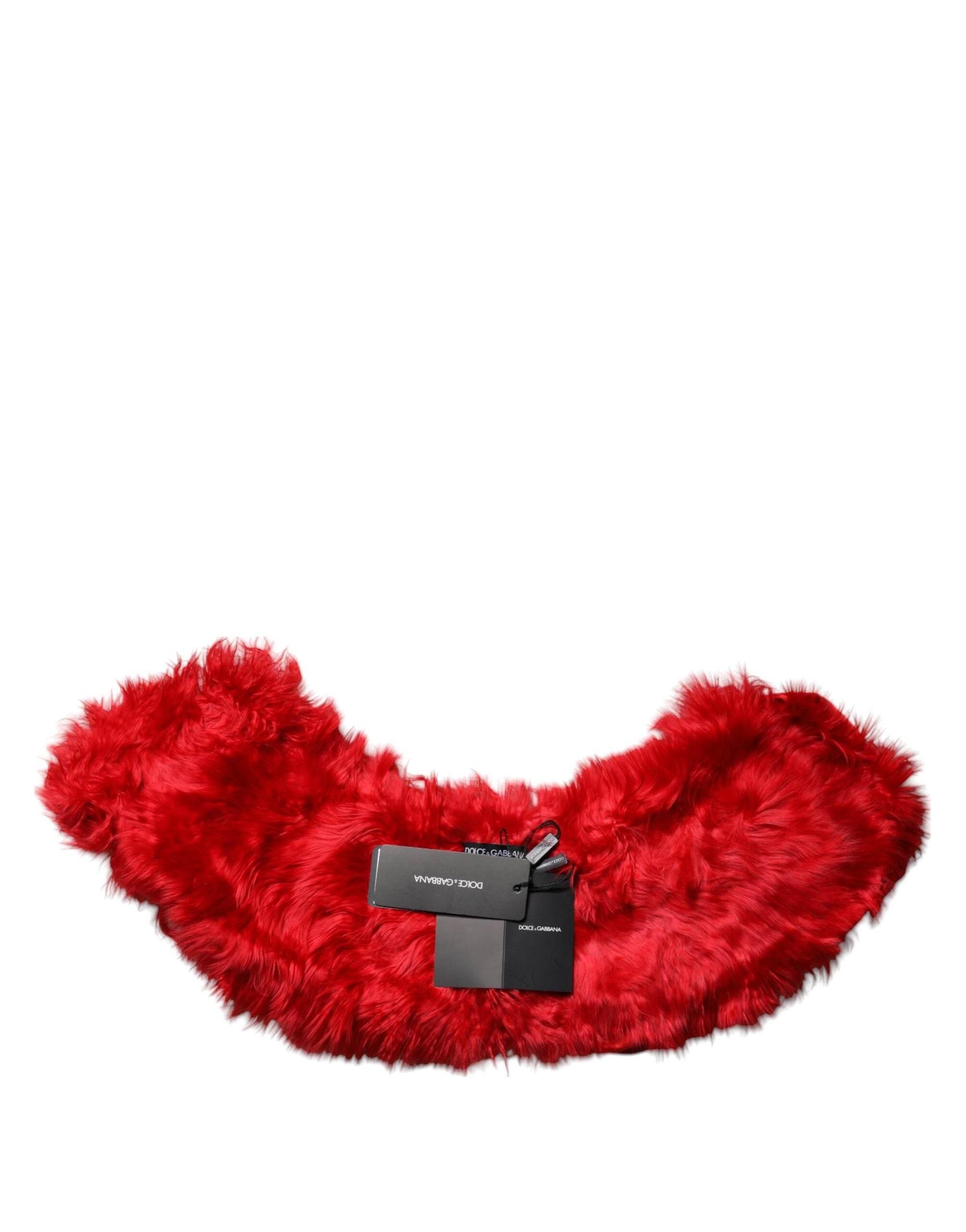 Dolce & Gabbana Red Alpaca Fur Women Neck Warmer Winter Scarf - Hilstor