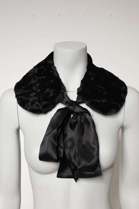 Dolce & Gabbana Black Lamb Fur Women Neck Warmer Winter Scarf - Hilstor