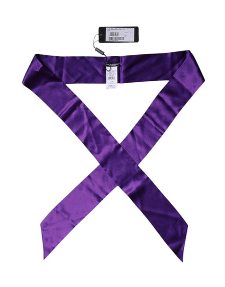 Dolce & Gabbana Purple Satin Silk Skinny Neck Foulard Scarf - Hilstor