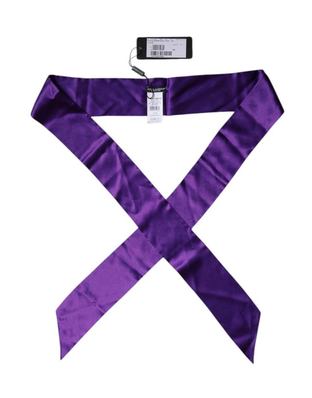 Dolce & Gabbana Purple Satin Silk Skinny Neck Foulard Scarf - Hilstor