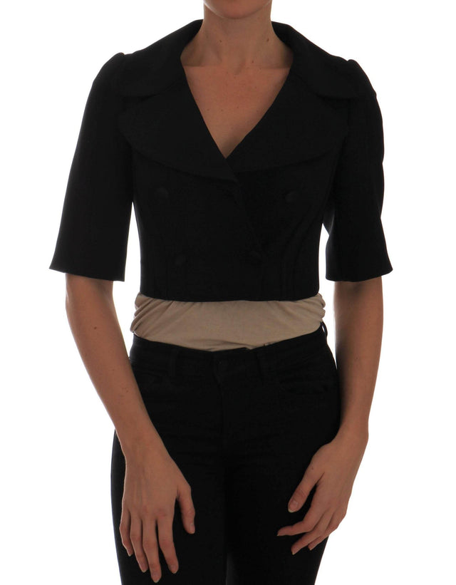 Dolce & Gabbana Chic Black Cropped Double Breasted Blazer - Hilstor