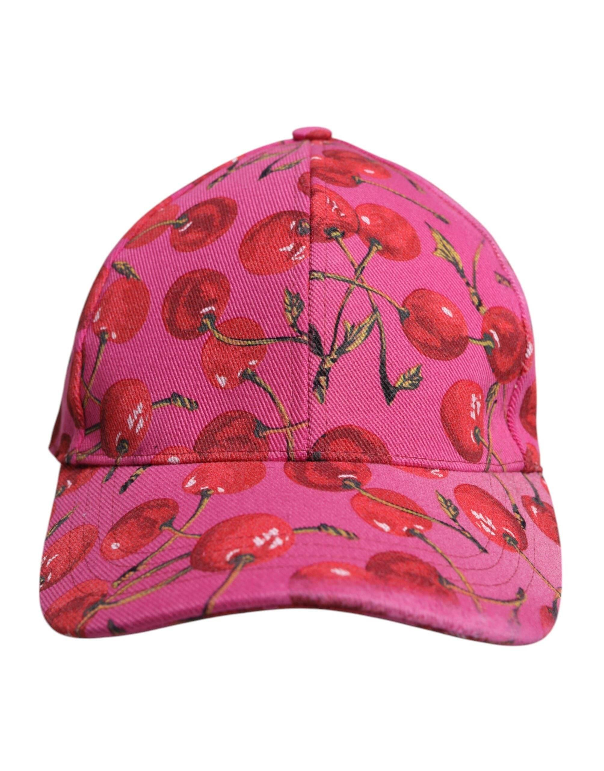 Dolce & Gabbana Pink Cherry Print Cotton Baseball Cap - Hilstor