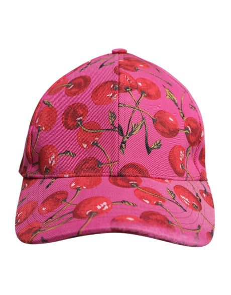Dolce & Gabbana Pink Cherry Print Cotton Baseball Cap - Hilstor
