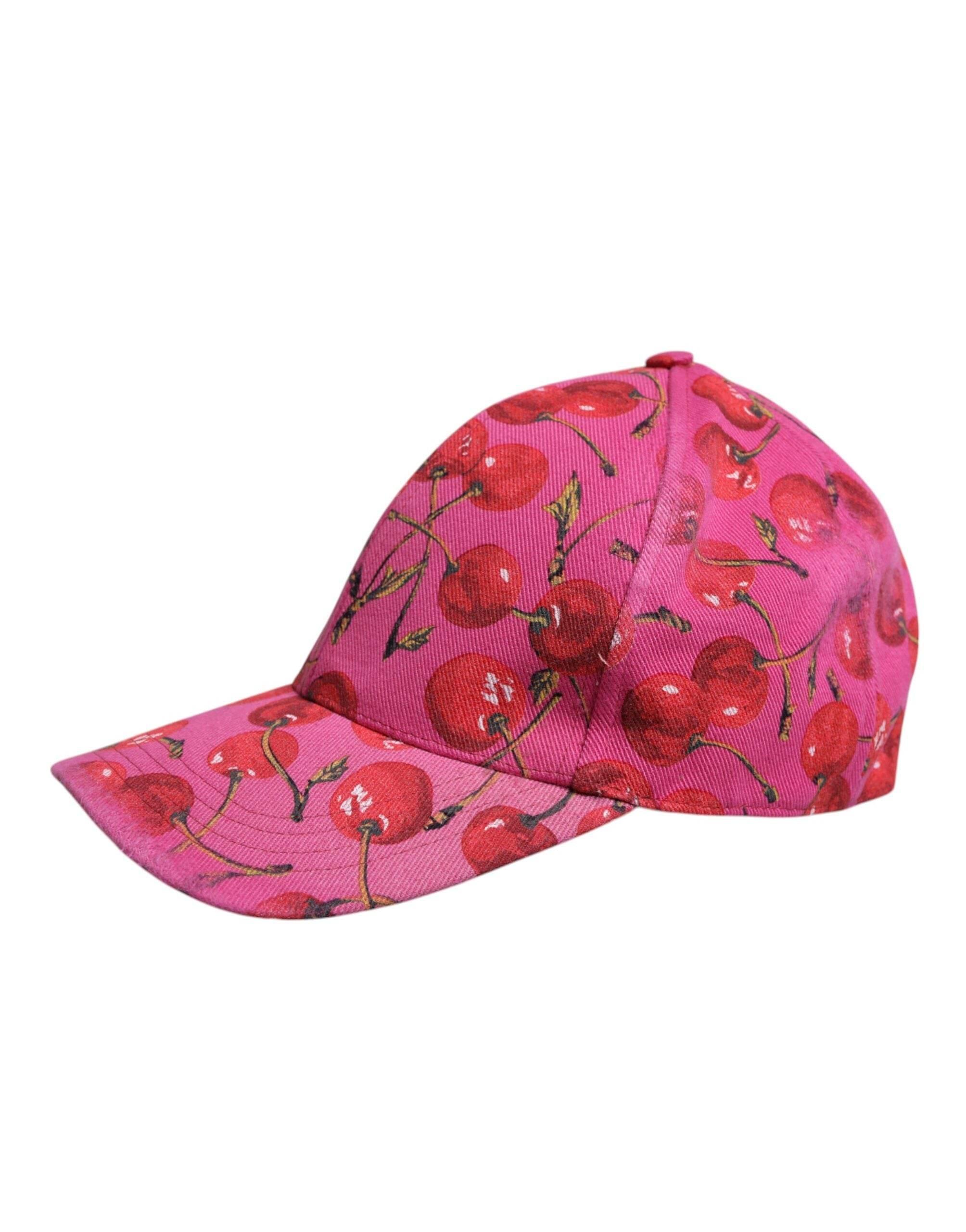 Dolce & Gabbana Pink Cherry Print Cotton Baseball Cap - Hilstor
