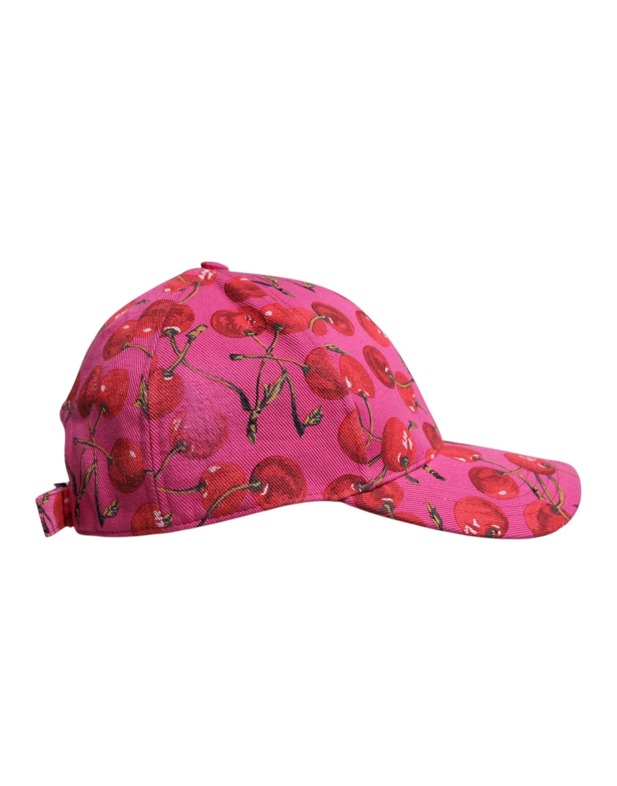 Dolce & Gabbana Pink Cherry Print Cotton Baseball Cap - Hilstor