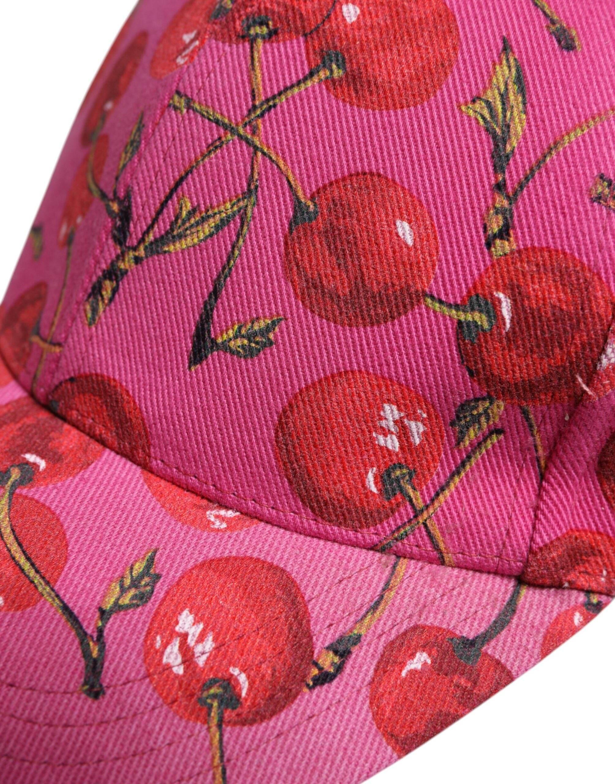 Dolce & Gabbana Pink Cherry Print Cotton Baseball Cap - Hilstor