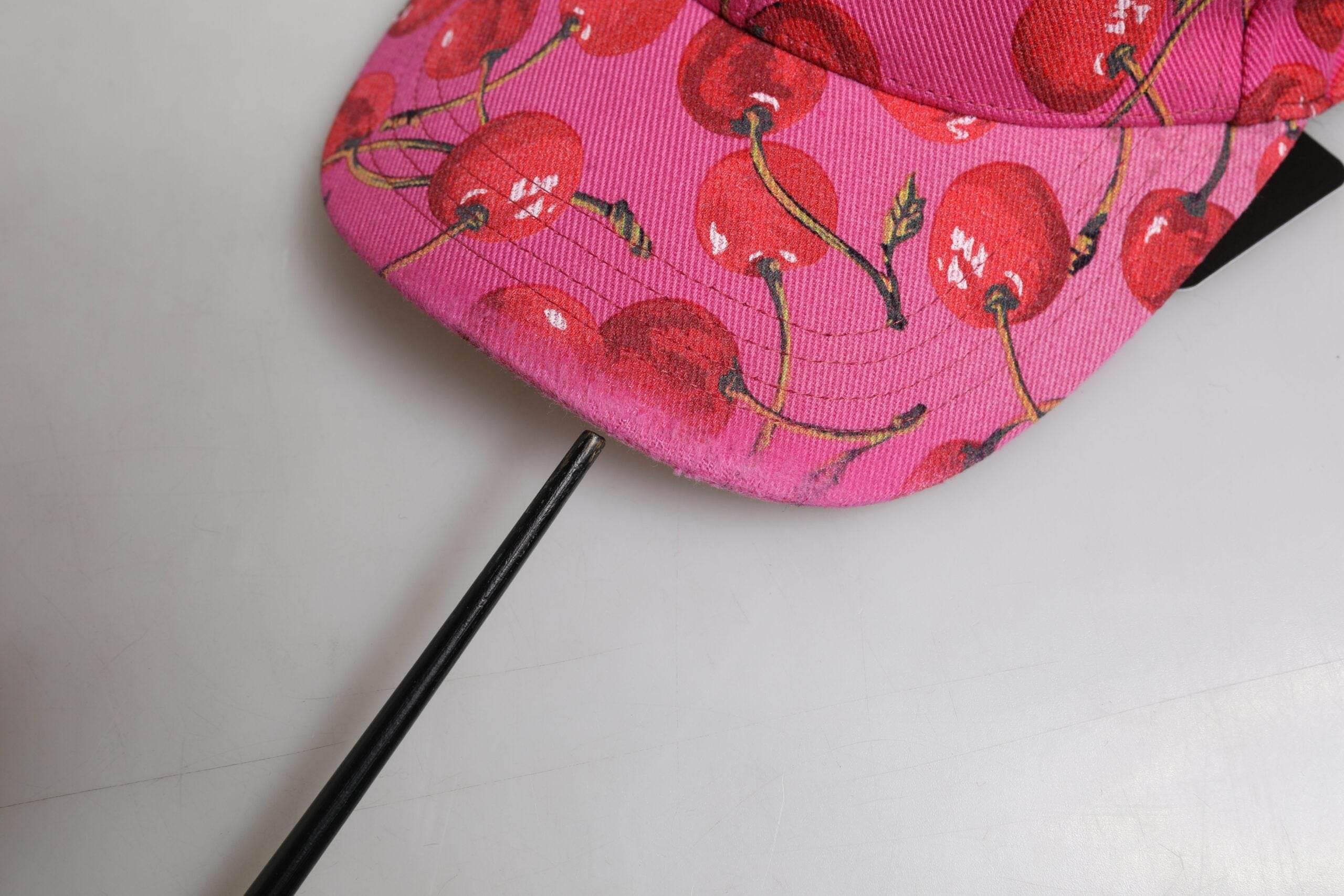 Dolce & Gabbana Pink Cherry Print Cotton Baseball Cap - Hilstor