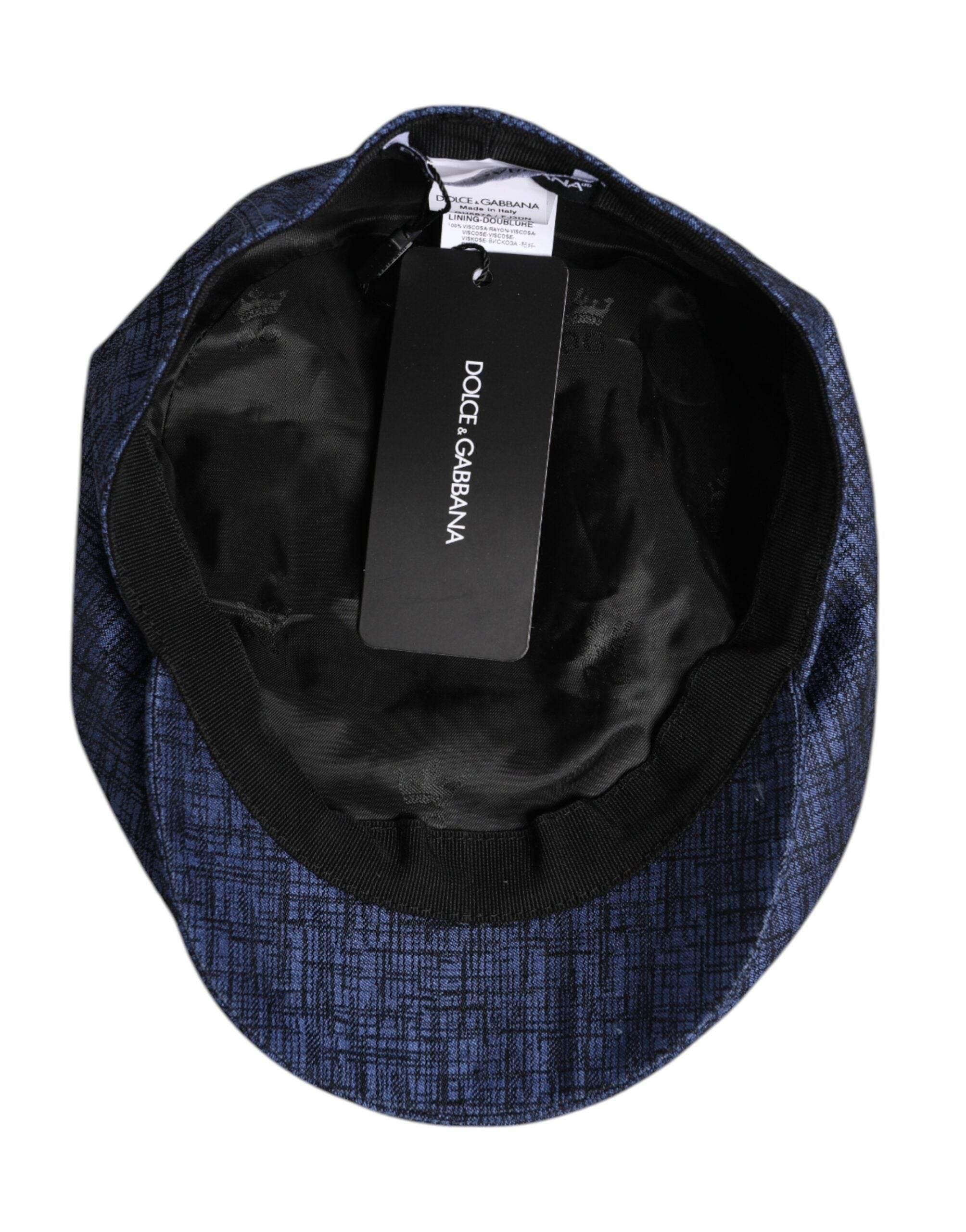 Dolce & Gabbana Blue Cotton Stretch Newsboy Hat - Hilstor