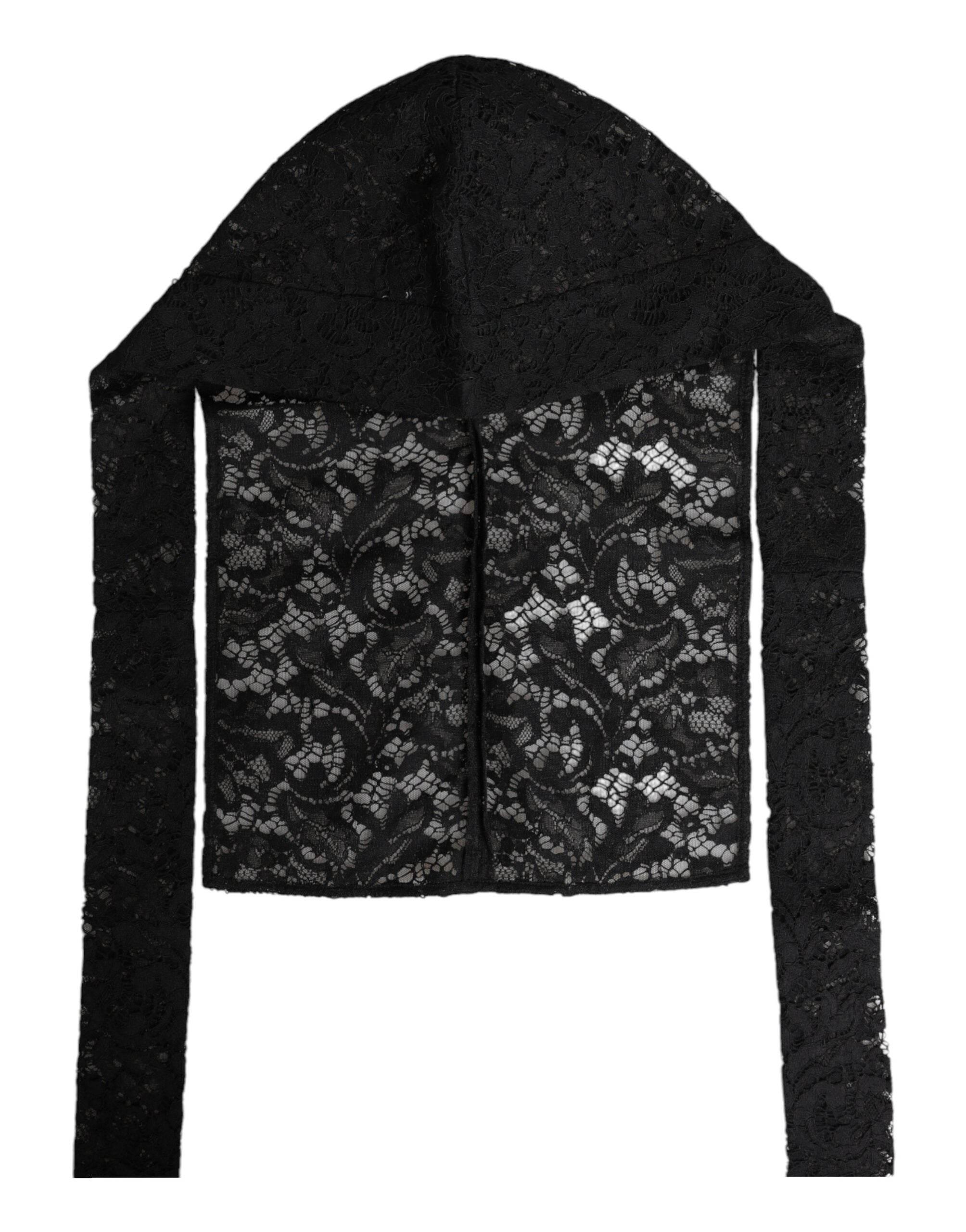 Dolce & Gabbana Black Floral Lace Whole Head Wrap Hat - Hilstor