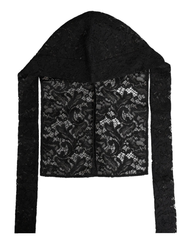 Dolce & Gabbana Black Floral Lace Whole Head Wrap Hat - Hilstor