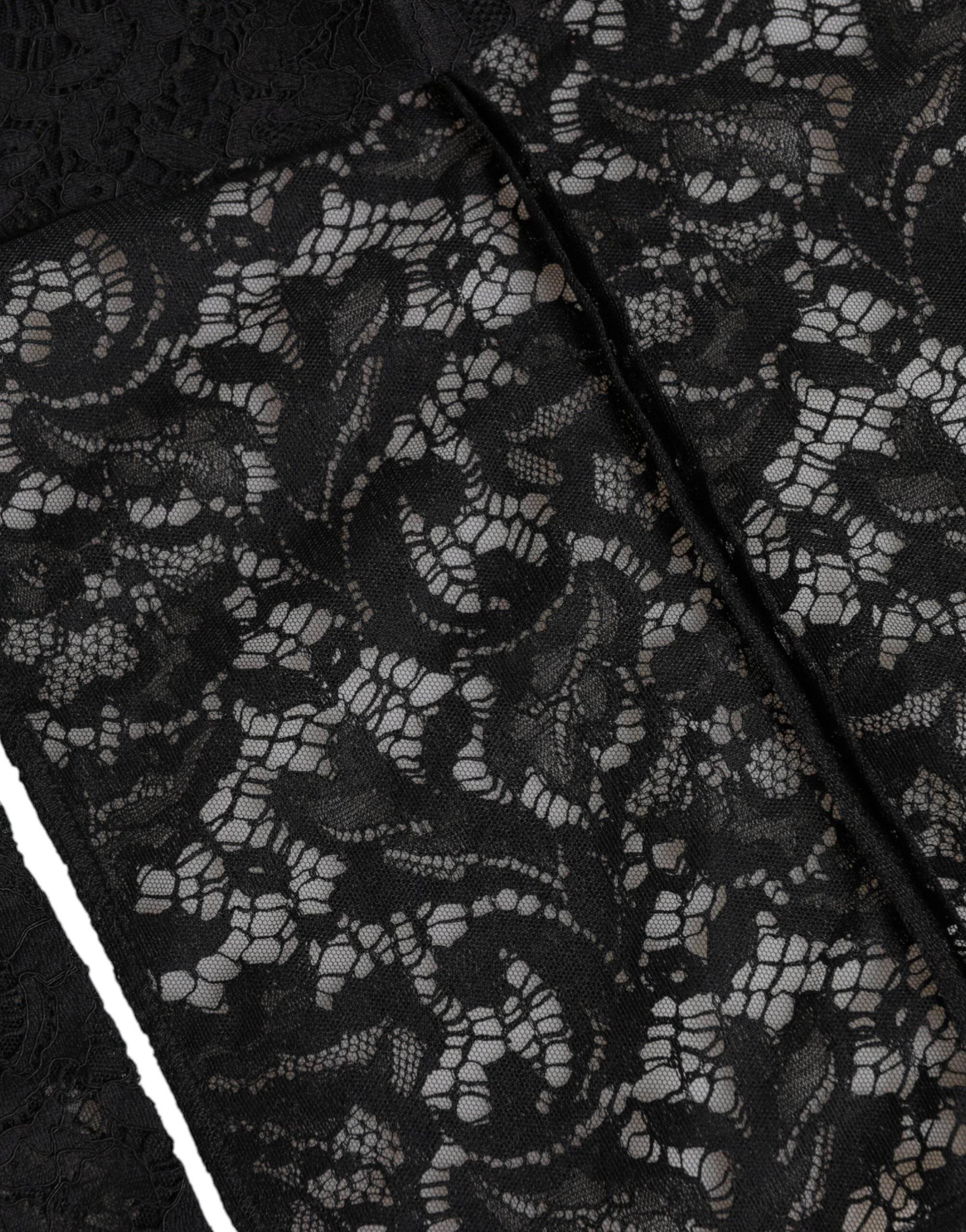 Dolce & Gabbana Black Floral Lace Whole Head Wrap Hat - Hilstor