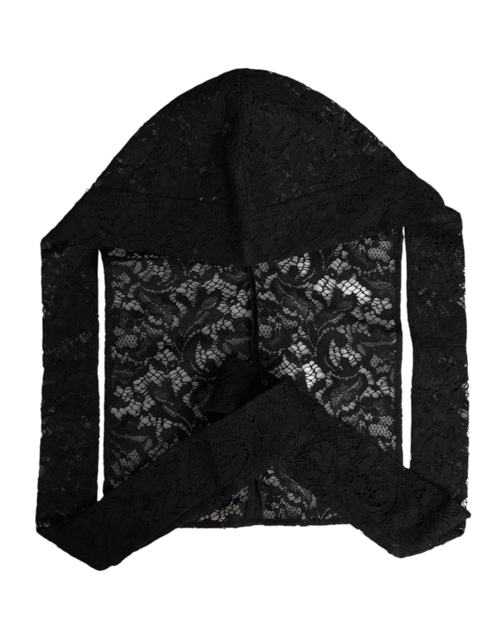 Dolce & Gabbana Black Floral Lace Whole Head Wrap Hat - Hilstor