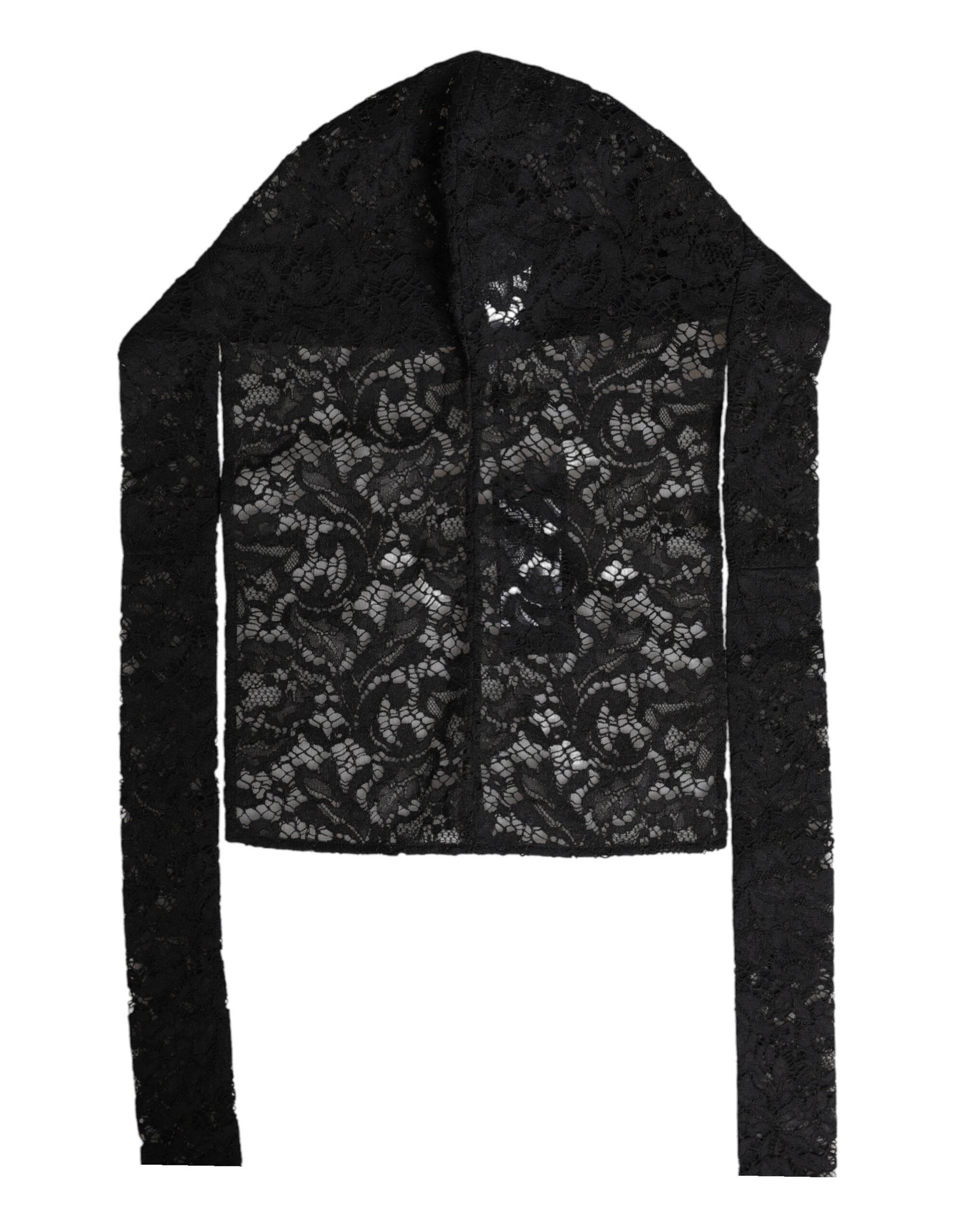 Dolce & Gabbana Black Floral Lace Whole Head Wrap Hat - Hilstor