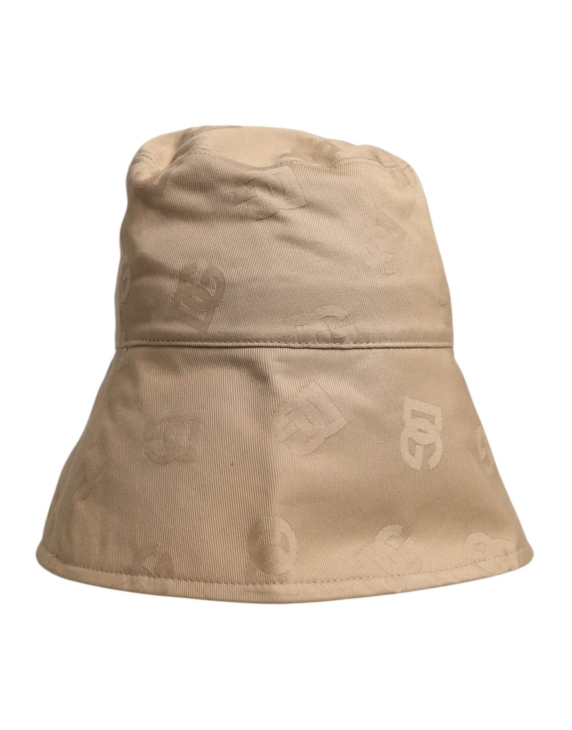 Dolce & Gabbana Beige Logo Monogram Cotton Bucket Cap - Hilstor