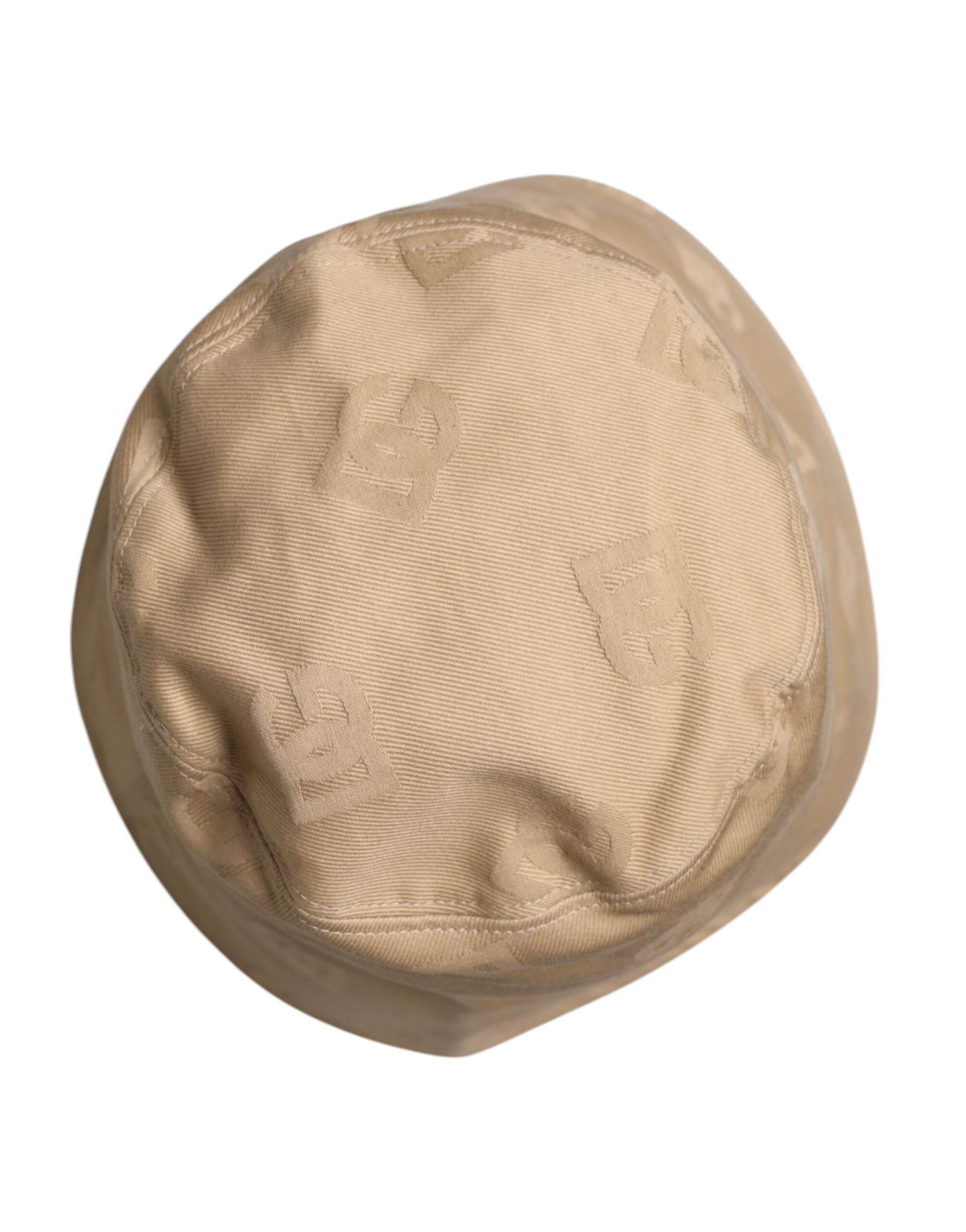 Dolce & Gabbana Beige Logo Monogram Cotton Bucket Cap - Hilstor