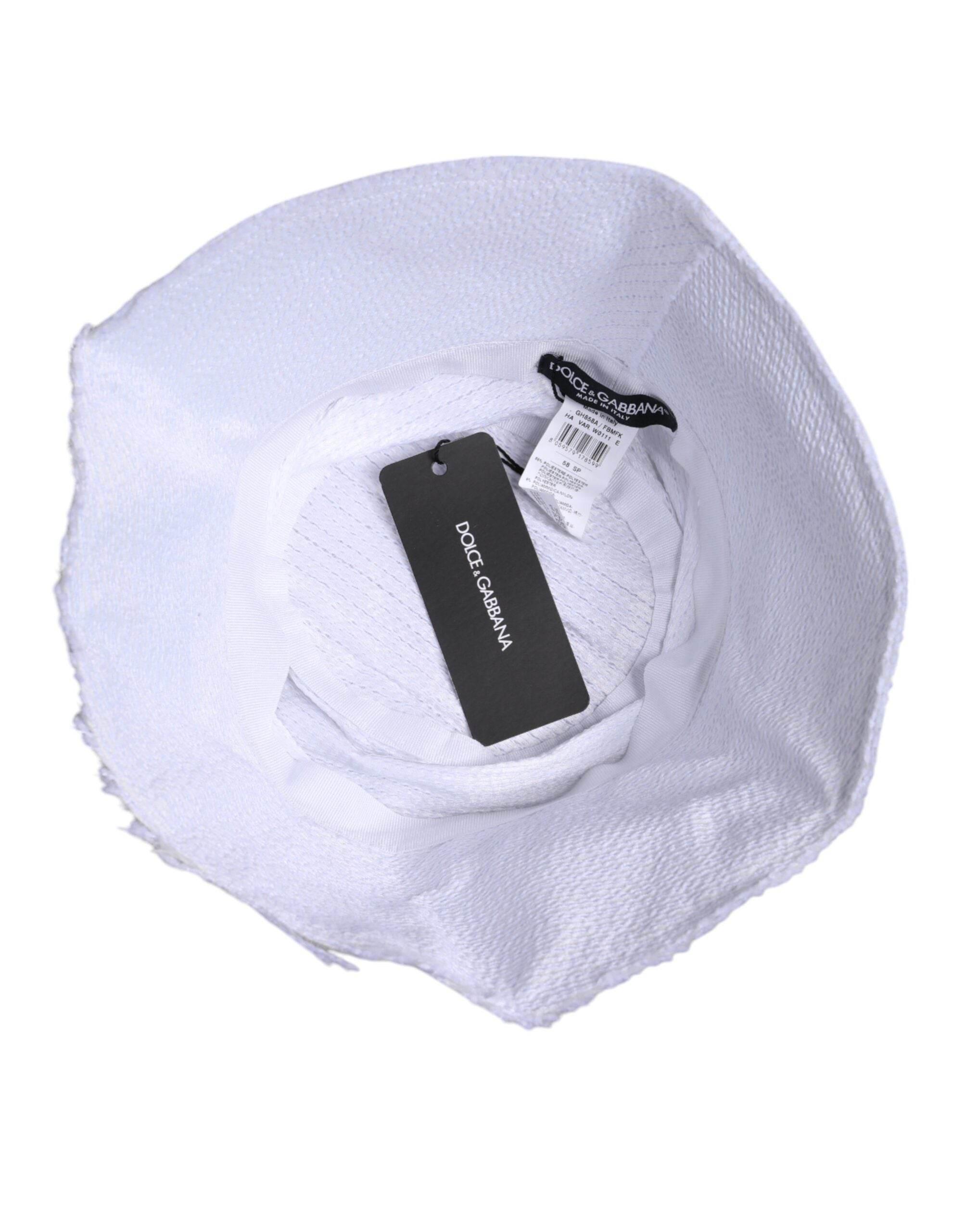 Dolce & Gabbana White Polyester Wide Brim Bucket Hat - Hilstor