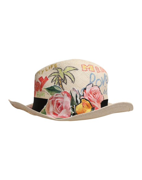 Dolce & Gabbana Multicolor Floral Women Fedora Wide Brim Hat - Hilstor