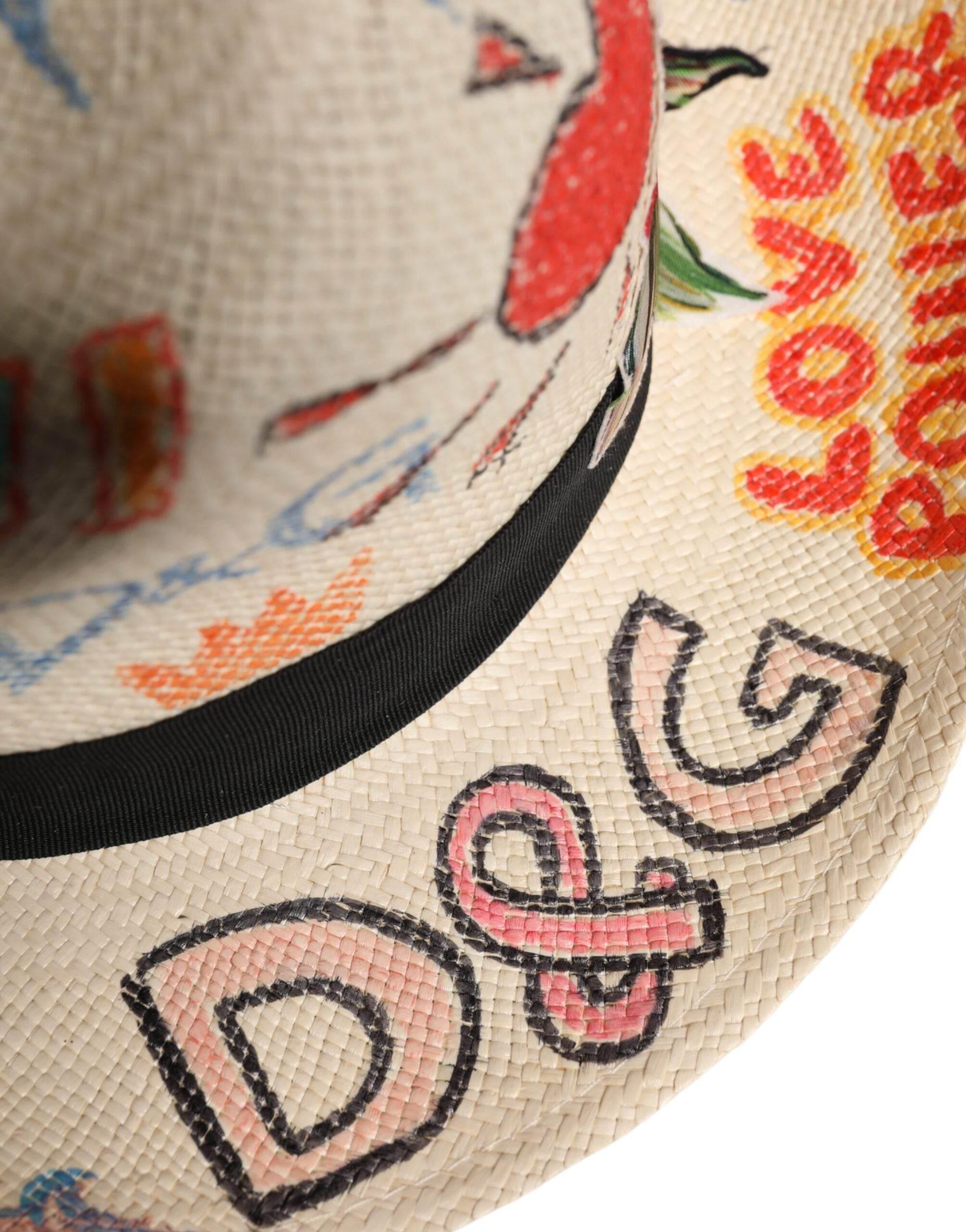 Dolce & Gabbana Multicolor Floral Women Fedora Wide Brim Hat - Hilstor