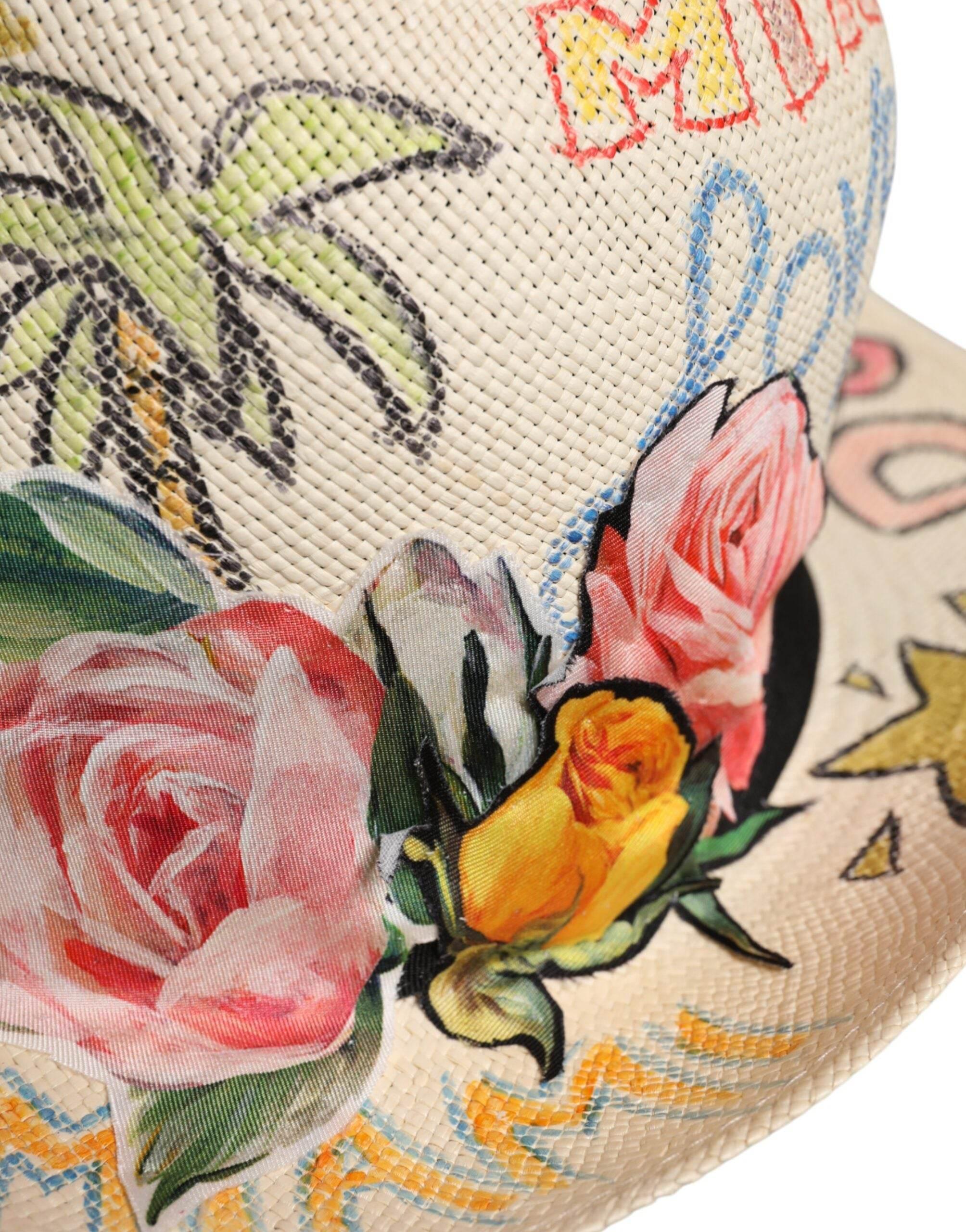 Dolce & Gabbana Multicolor Floral Women Fedora Wide Brim Hat - Hilstor