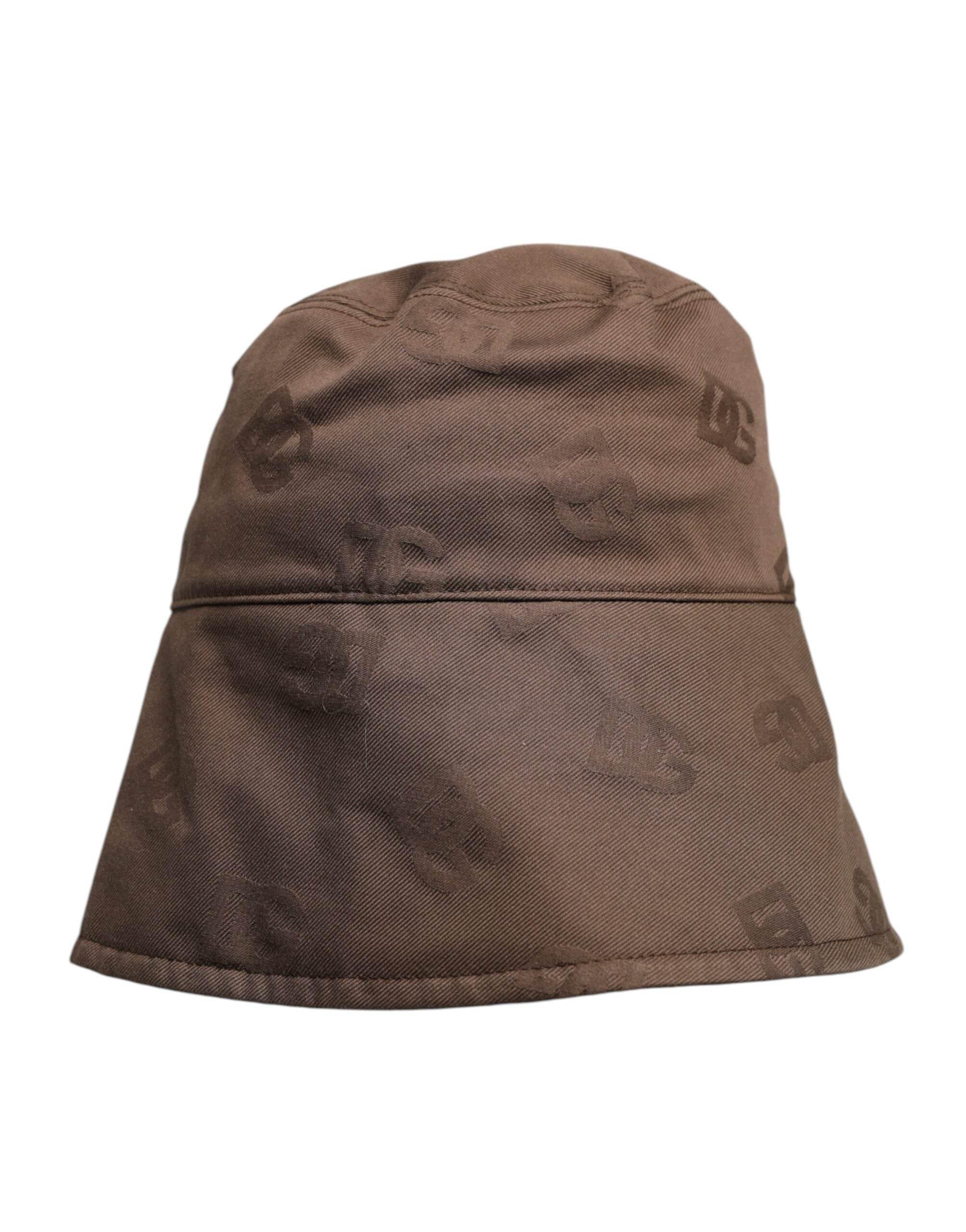Dolce & Gabbana Brown Logo Monogram Cotton Bucket Cap - Hilstor