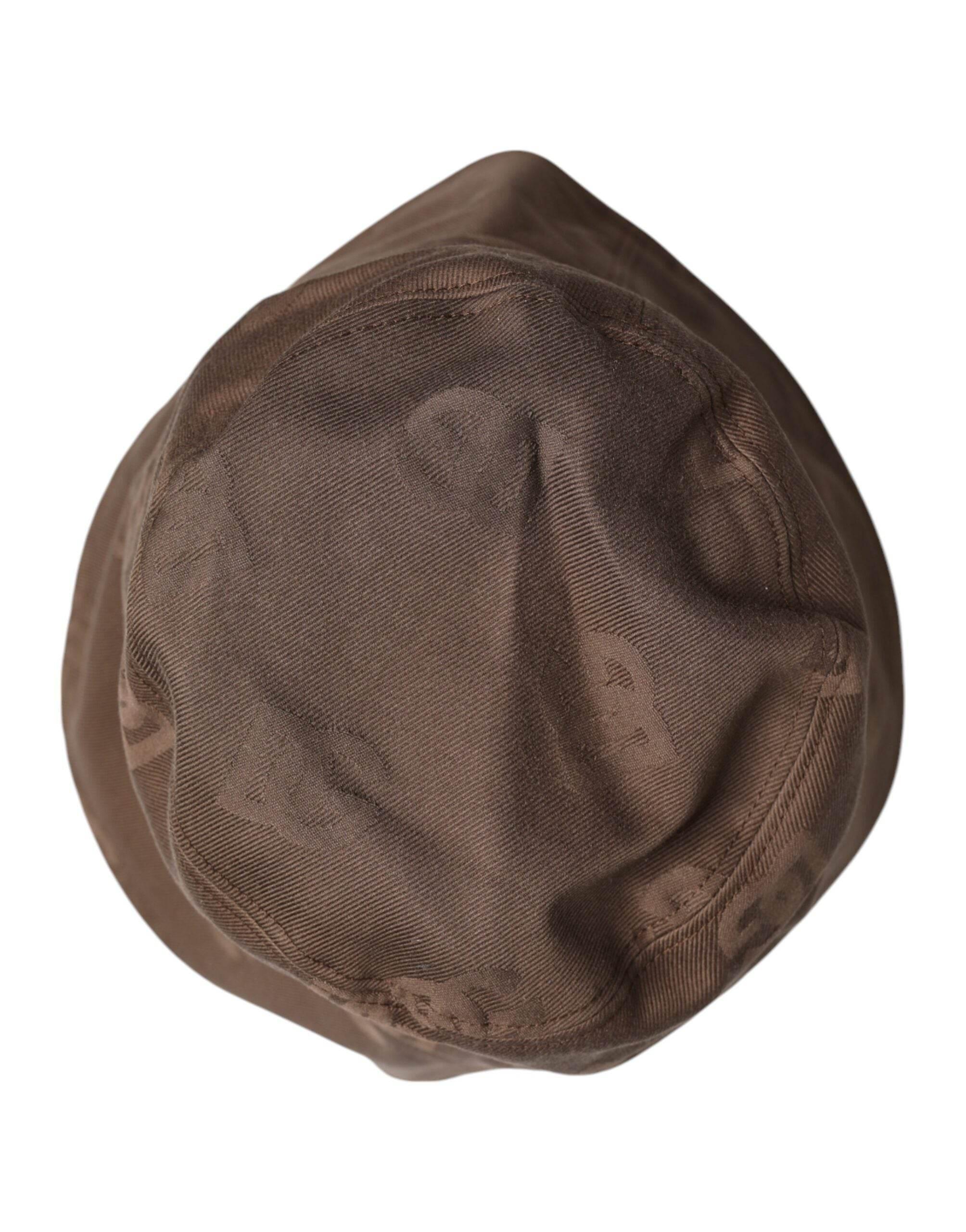 Dolce & Gabbana Brown Logo Monogram Cotton Bucket Cap - Hilstor