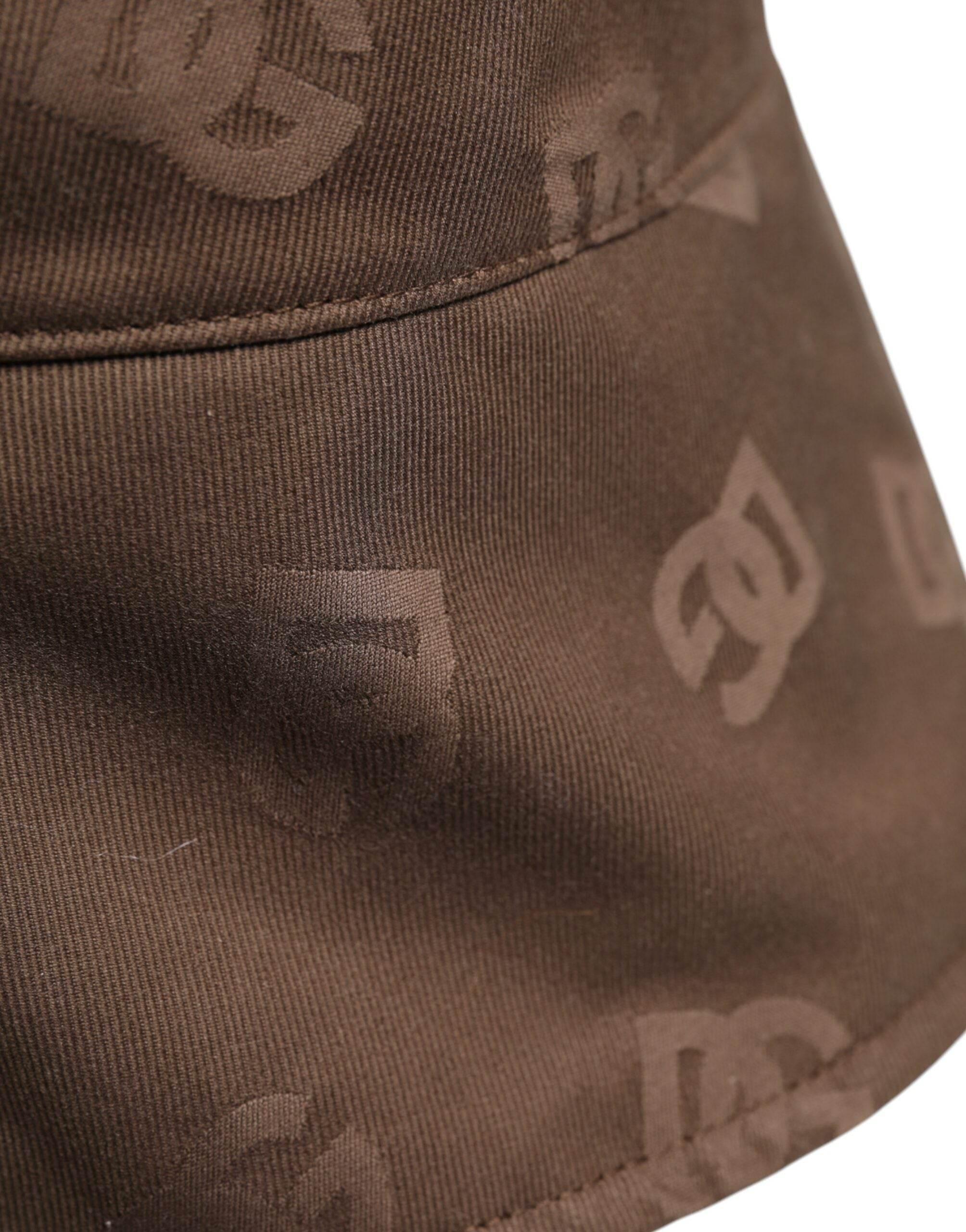Dolce & Gabbana Brown Logo Monogram Cotton Bucket Cap - Hilstor