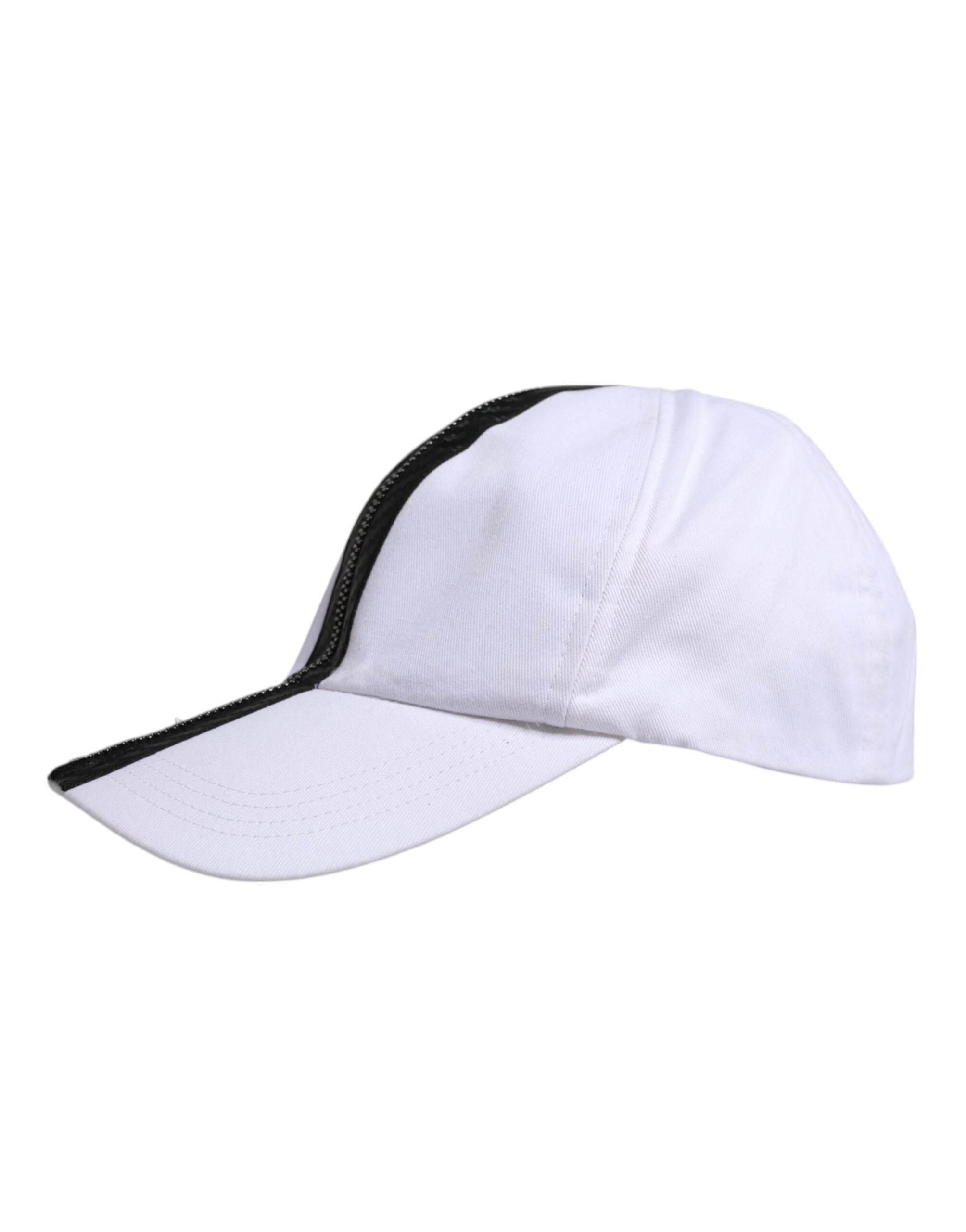 Dolce & Gabbana White Black Cotton Zip Baseball Cap - Hilstor