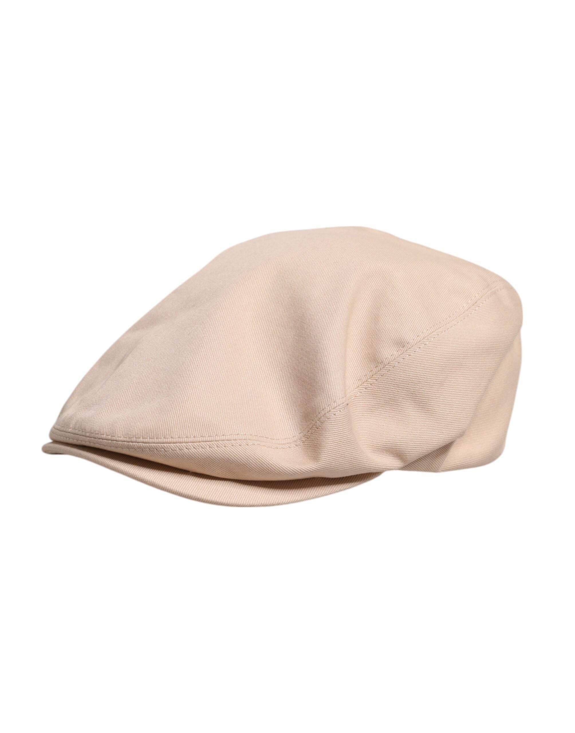 Dolce & Gabbana Beige Cotton Newsboy Capello Cabbie Hat - Hilstor