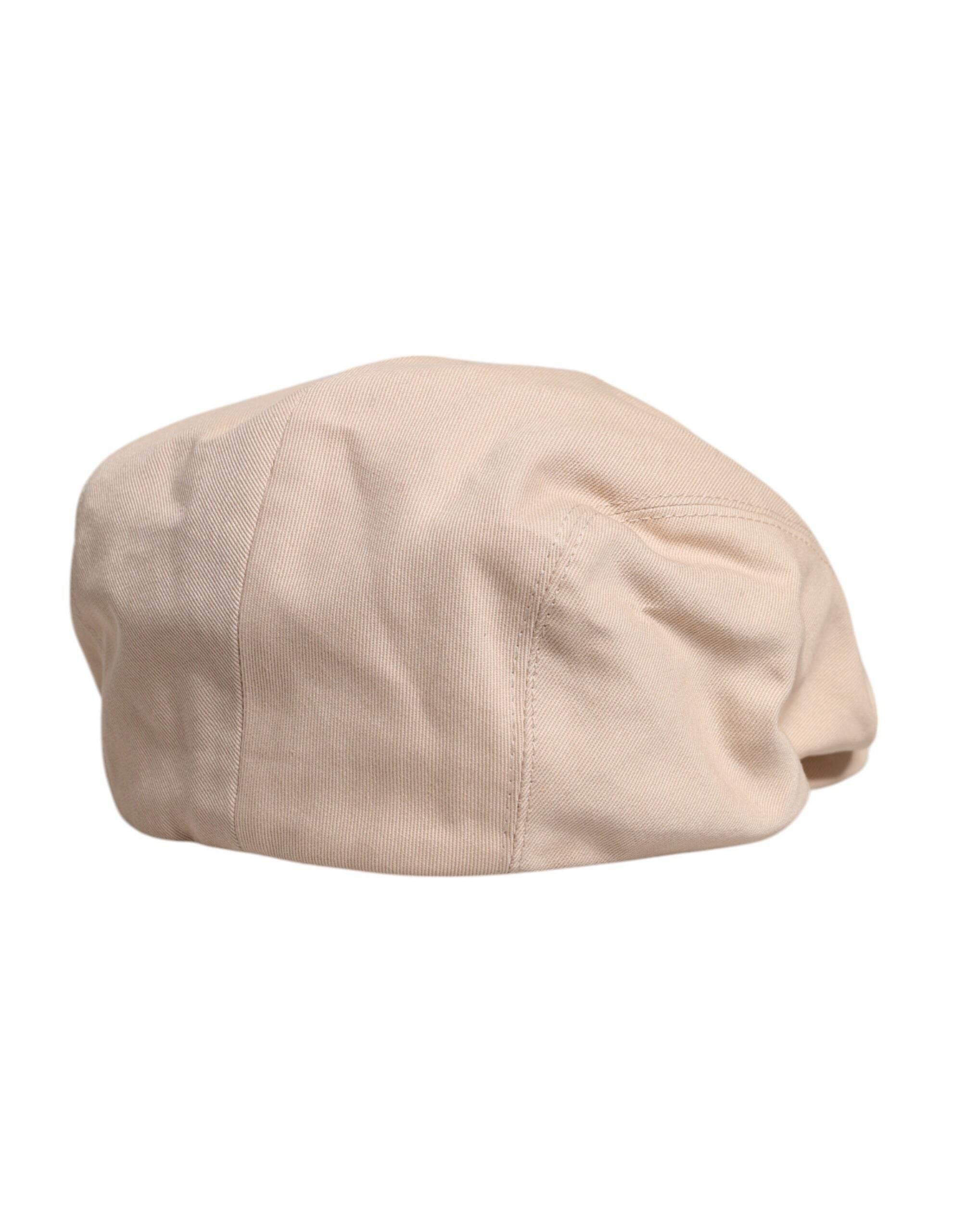 Dolce & Gabbana Beige Cotton Newsboy Capello Cabbie Hat - Hilstor