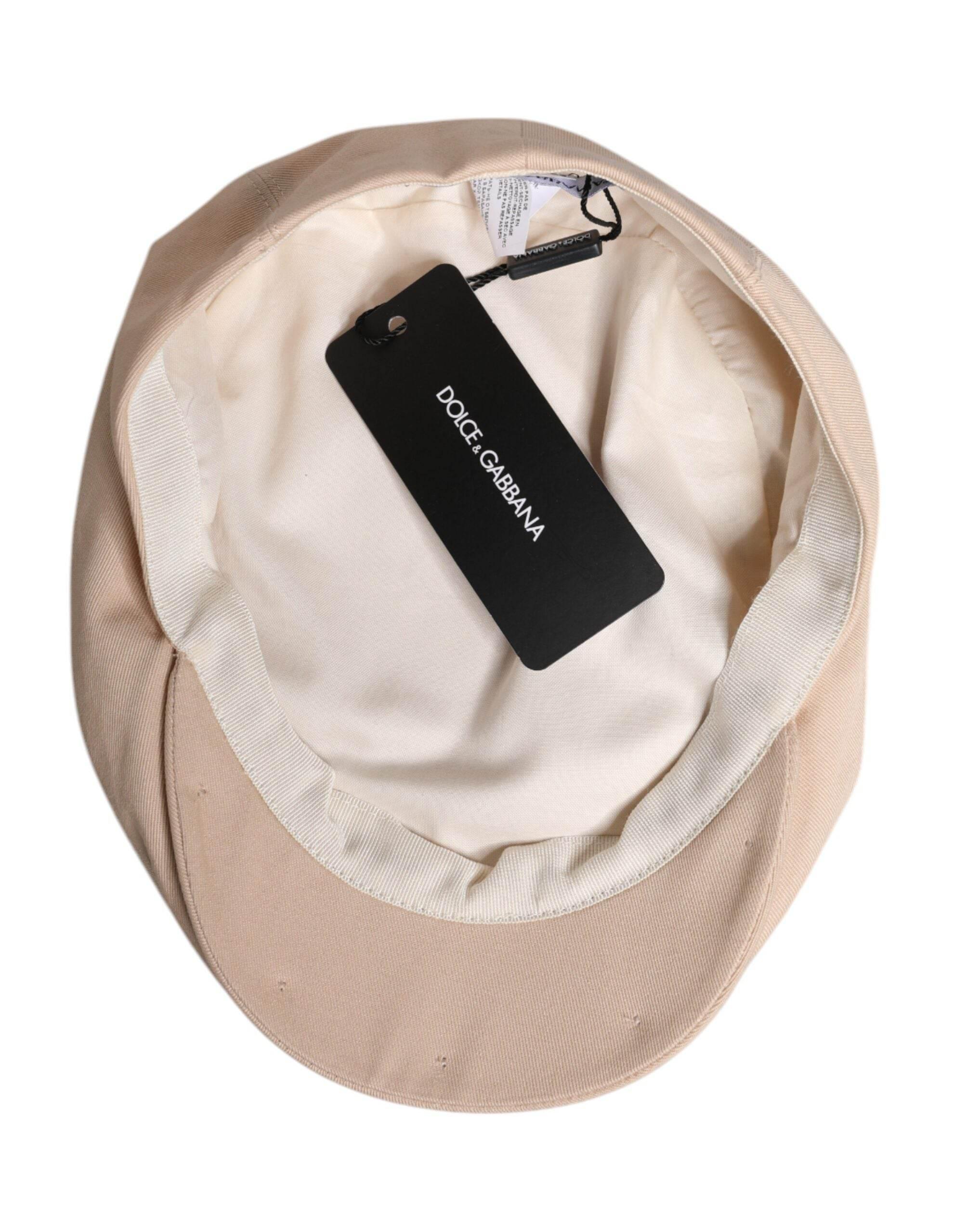 Dolce & Gabbana Beige Cotton Newsboy Capello Cabbie Hat - Hilstor
