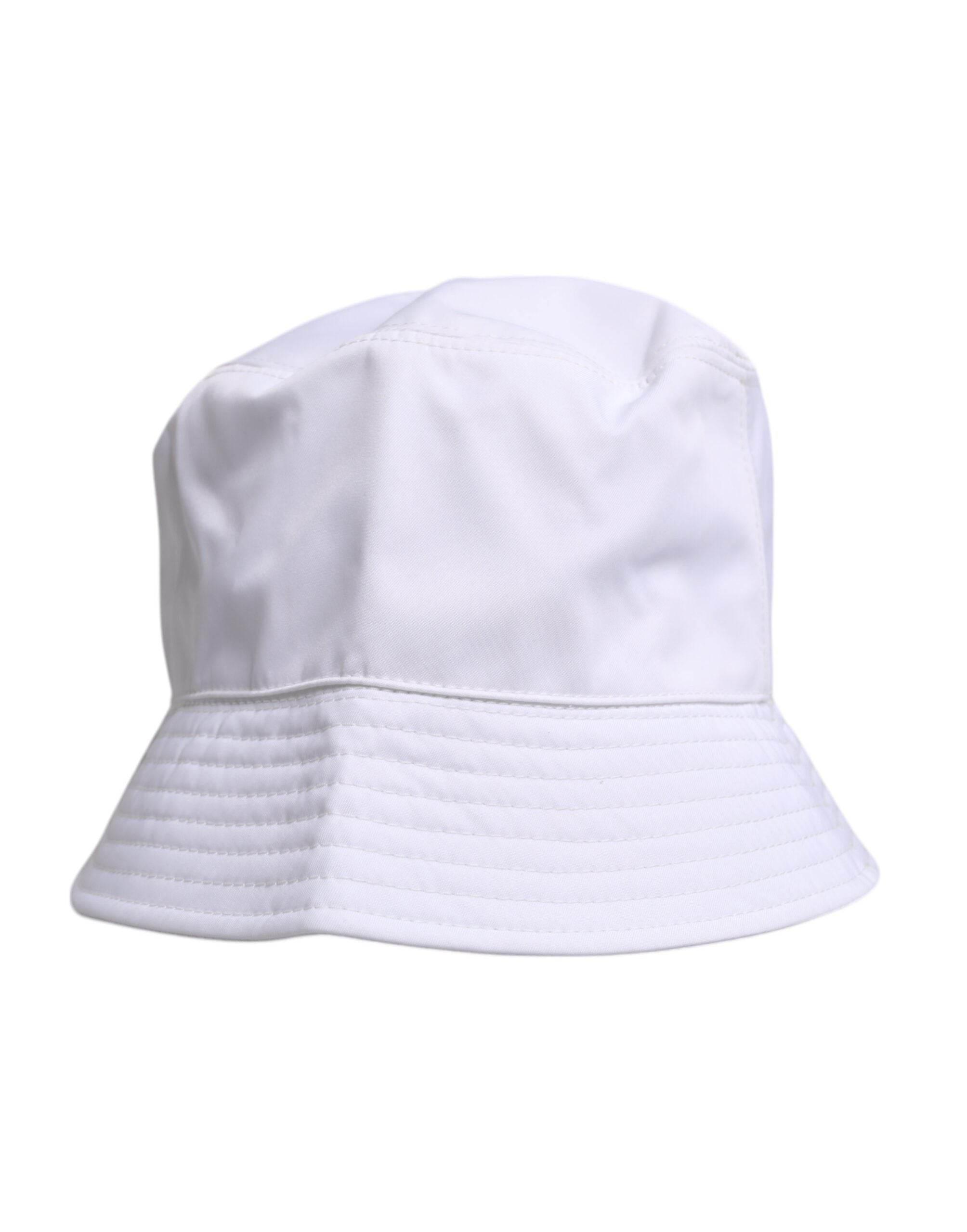 Dolce & Gabbana White Cotton Wide Brim Bucket Hat - Hilstor