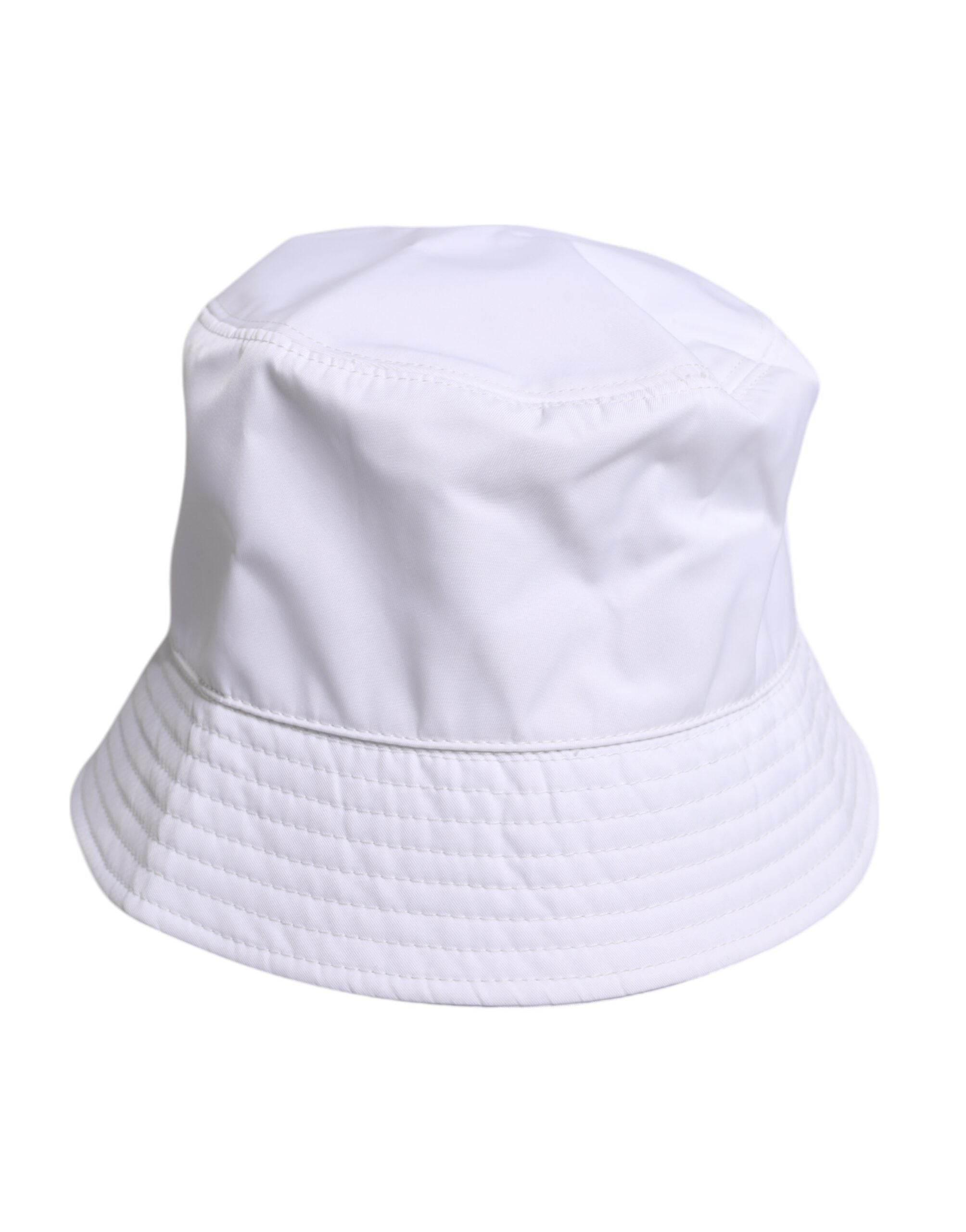 Dolce & Gabbana White Cotton Wide Brim Bucket Hat - Hilstor