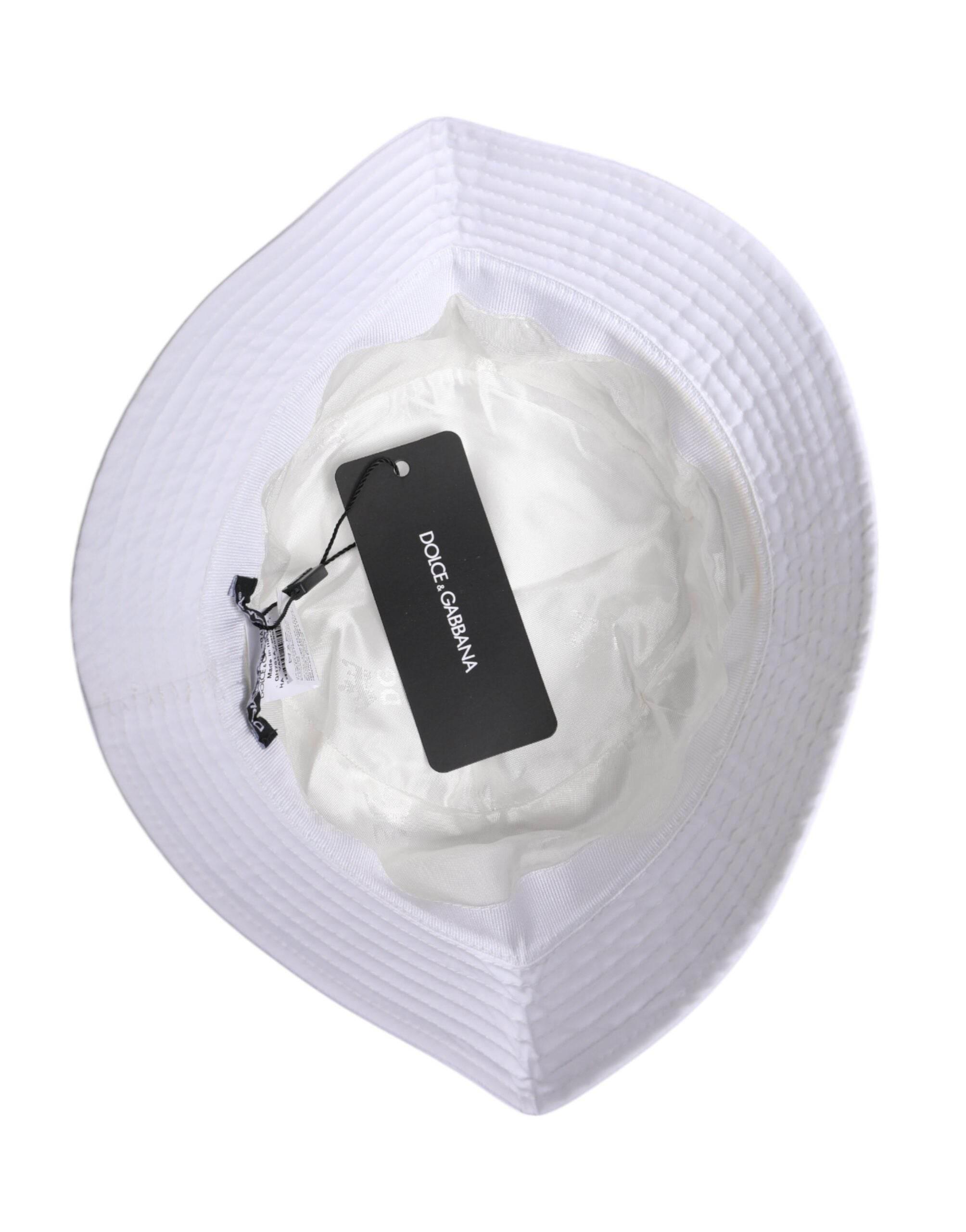 Dolce & Gabbana White Cotton Wide Brim Bucket Hat - Hilstor