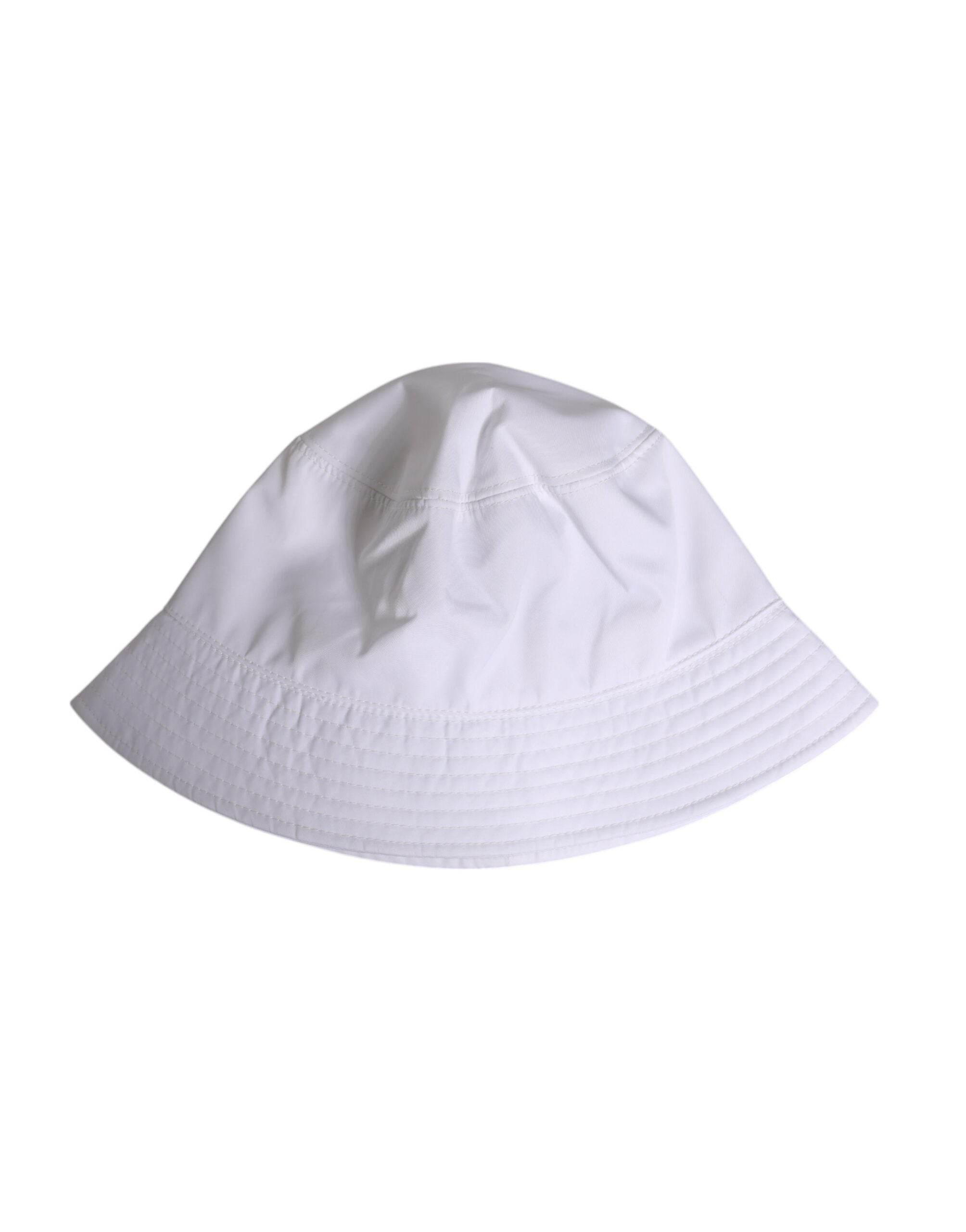 Dolce & Gabbana White Cotton Wide Brim Bucket Hat - Hilstor