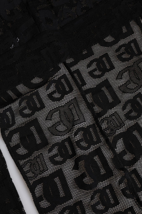 Dolce &amp; Gabbana Black Logo Mesh Whole Head Wrap Hat
