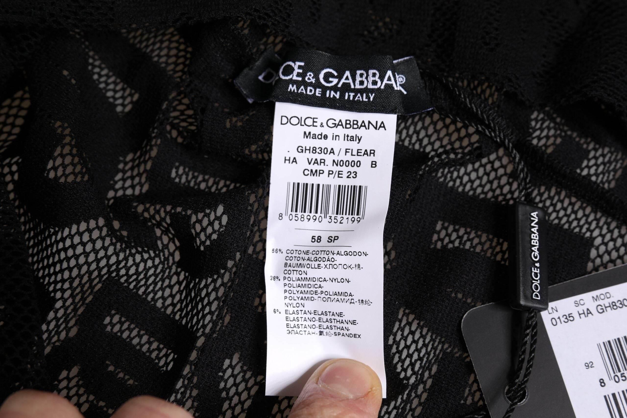 Dolce & Gabbana Black Logo Mesh Whole Head Wrap Hat - Hilstor