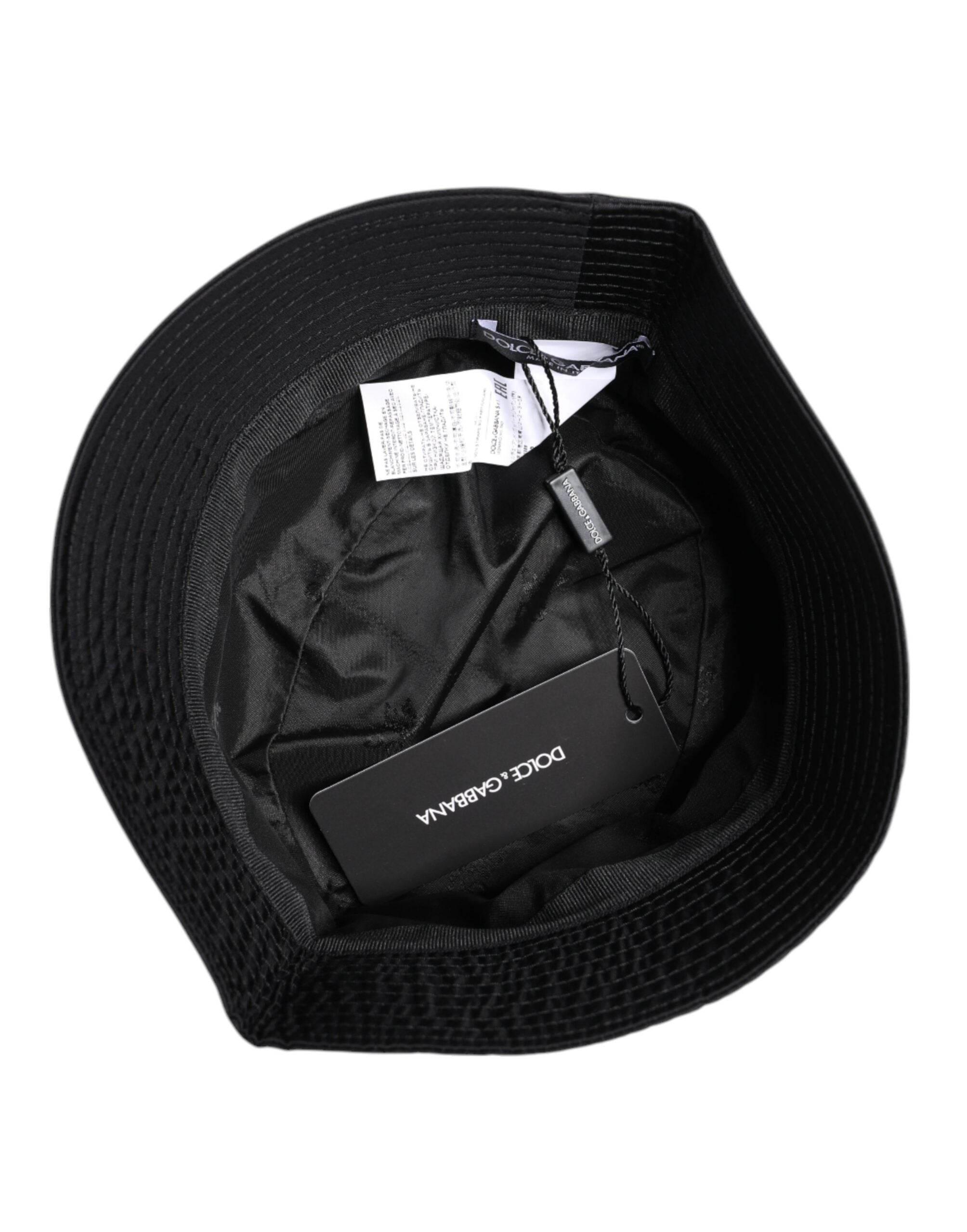 Dolce & Gabbana Black Cotton Wide Brim Bucket Hat - Hilstor