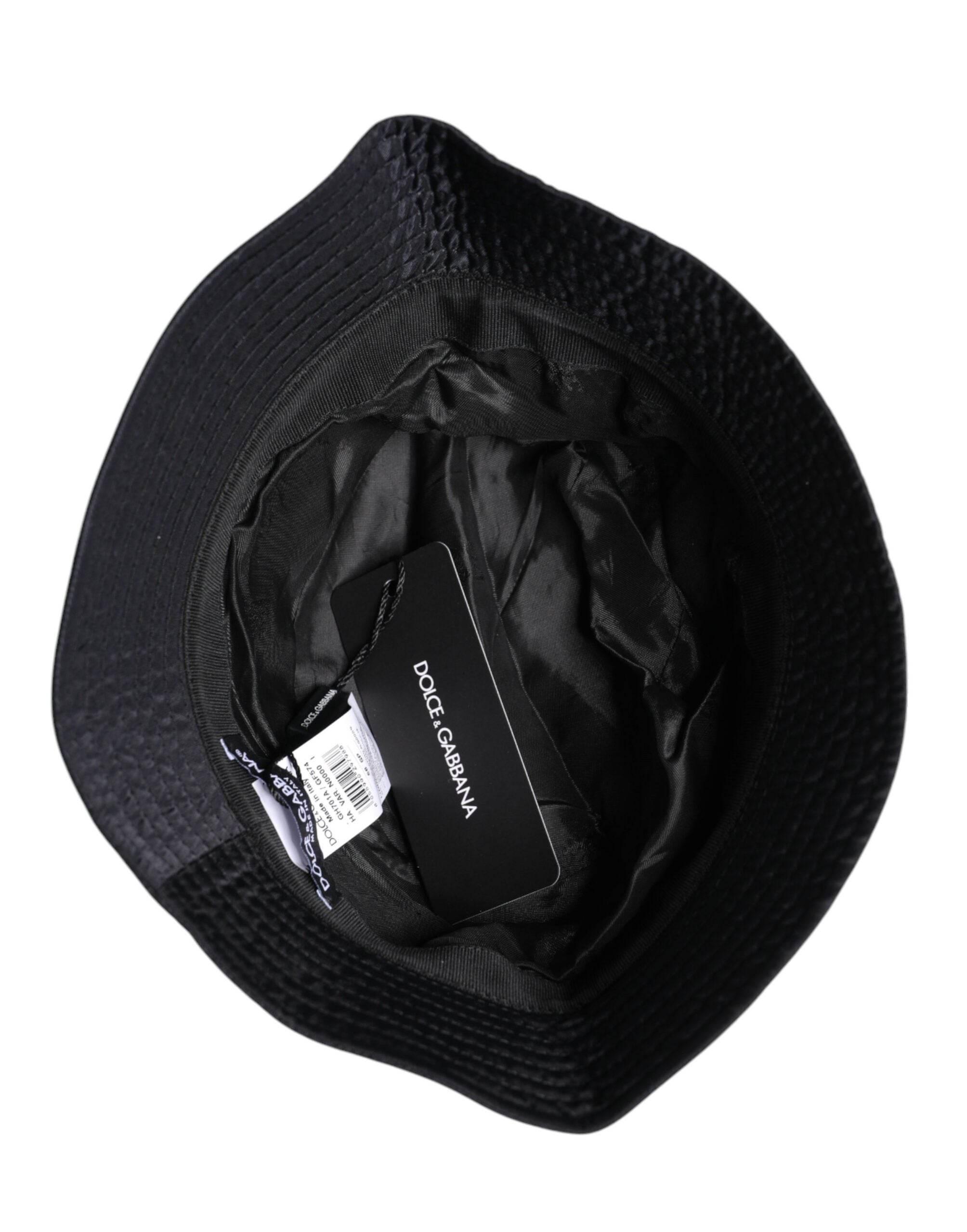 Dolce & Gabbana Black Cotton Wide Brim Bucket Hat - Hilstor