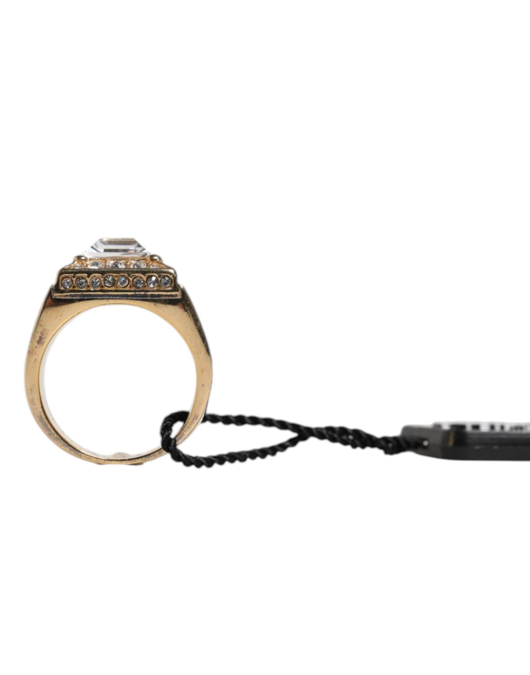 Dolce & Gabbana Gold Tone Sterling Silver 925 Crystals Ring - Hilstor