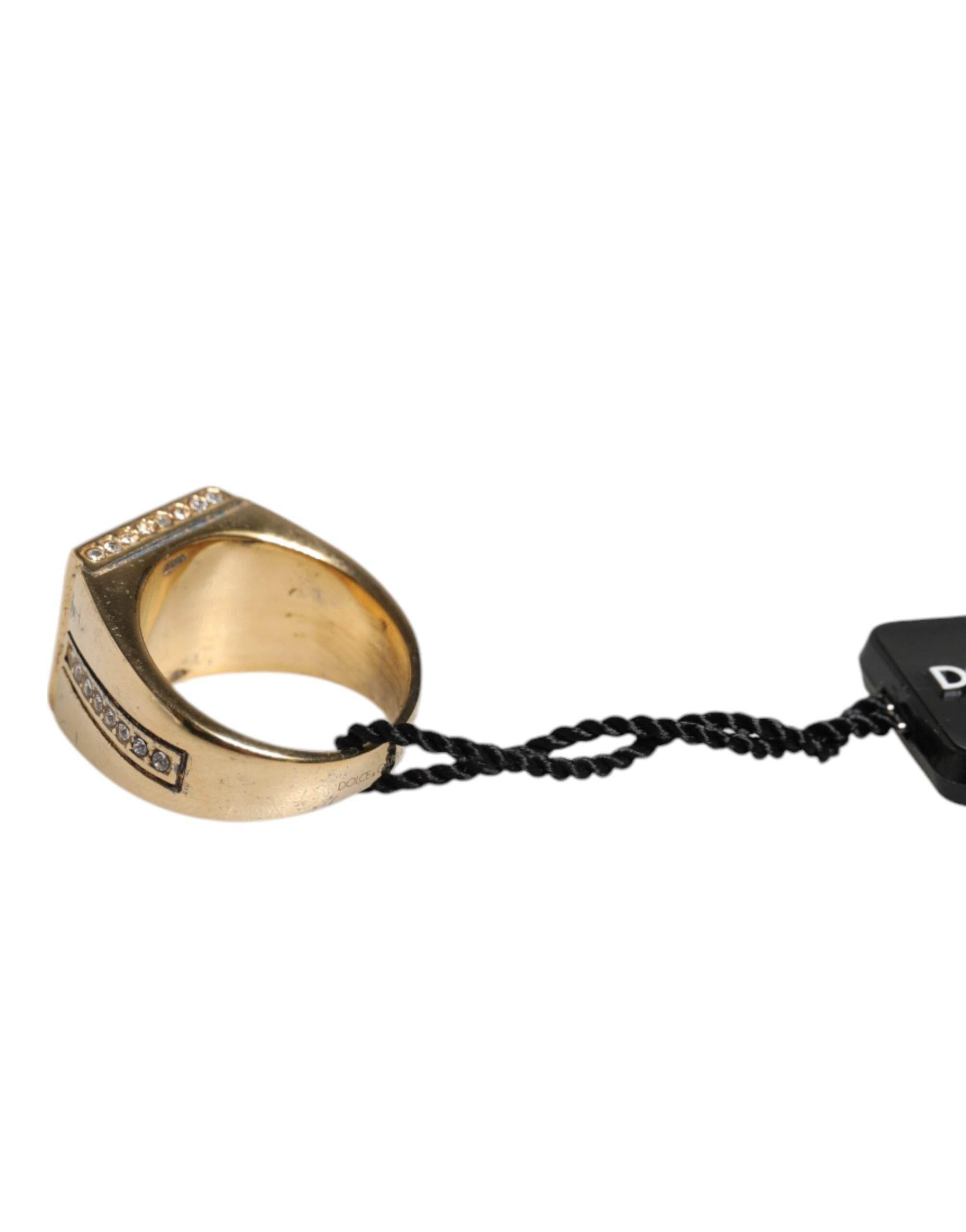Dolce & Gabbana Gold Tone Sterling Silver 925 Crystals Ring - Hilstor