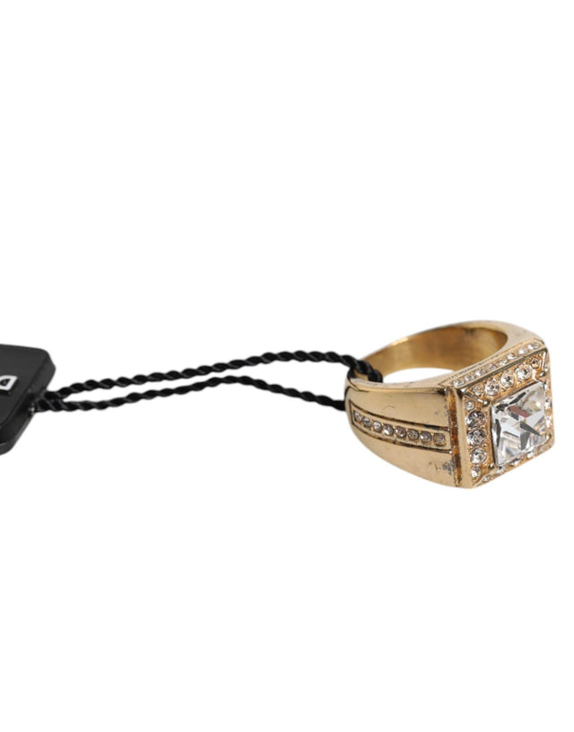 Dolce & Gabbana Gold Tone Sterling Silver 925 Crystals Ring - Hilstor