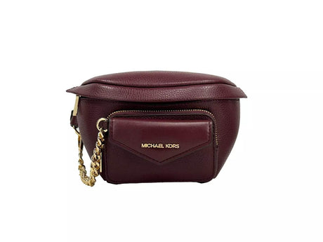 Michael Kors Leather Maise 2 in 1 Fanny Waist Pack Bag Maroon - Hilstor