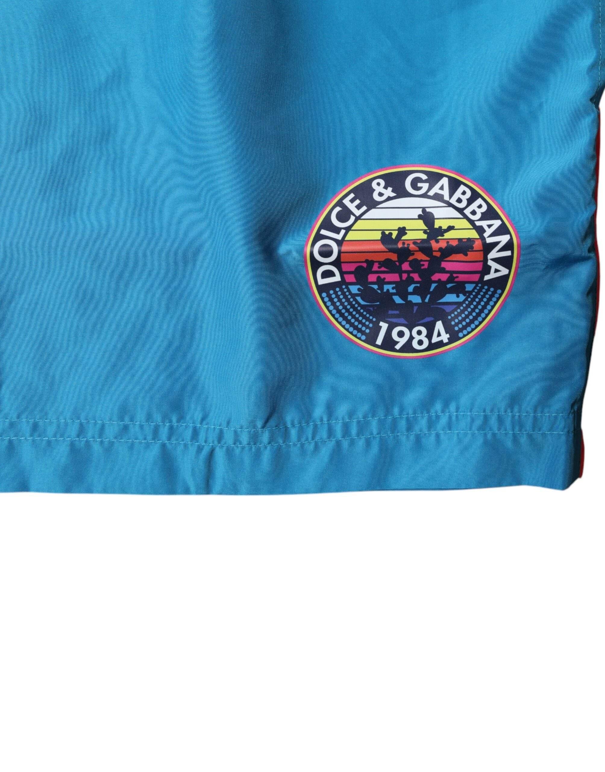 Dolce & Gabbana Turquoise Logo Beachwear Shorts 2Pc Swimwear - Hilstor