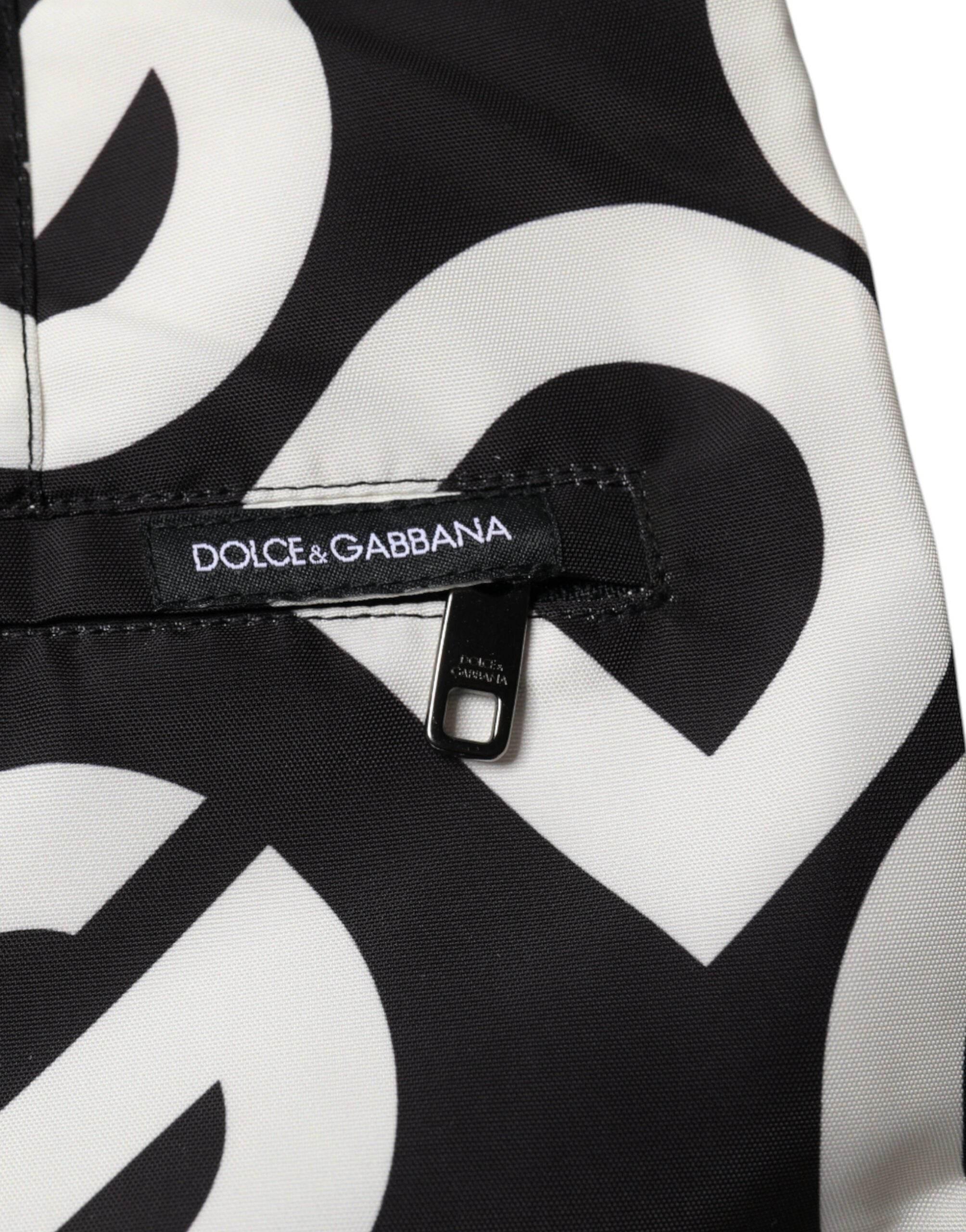 Dolce & Gabbana Black White Logo Beachwear Shorts Swimwear - Hilstor