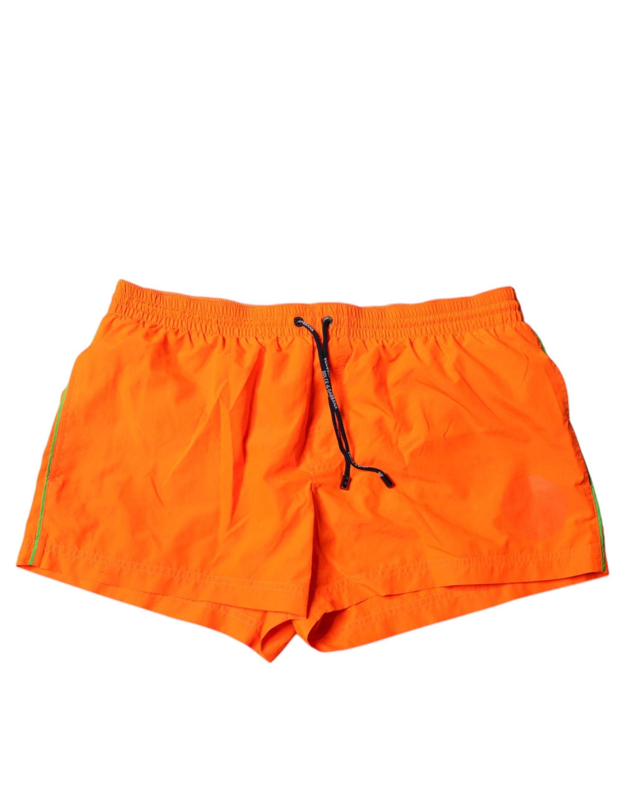 Dolce & Gabbana Orange Polyester Beachwear Shorts 2Pc Swimwear - Hilstor