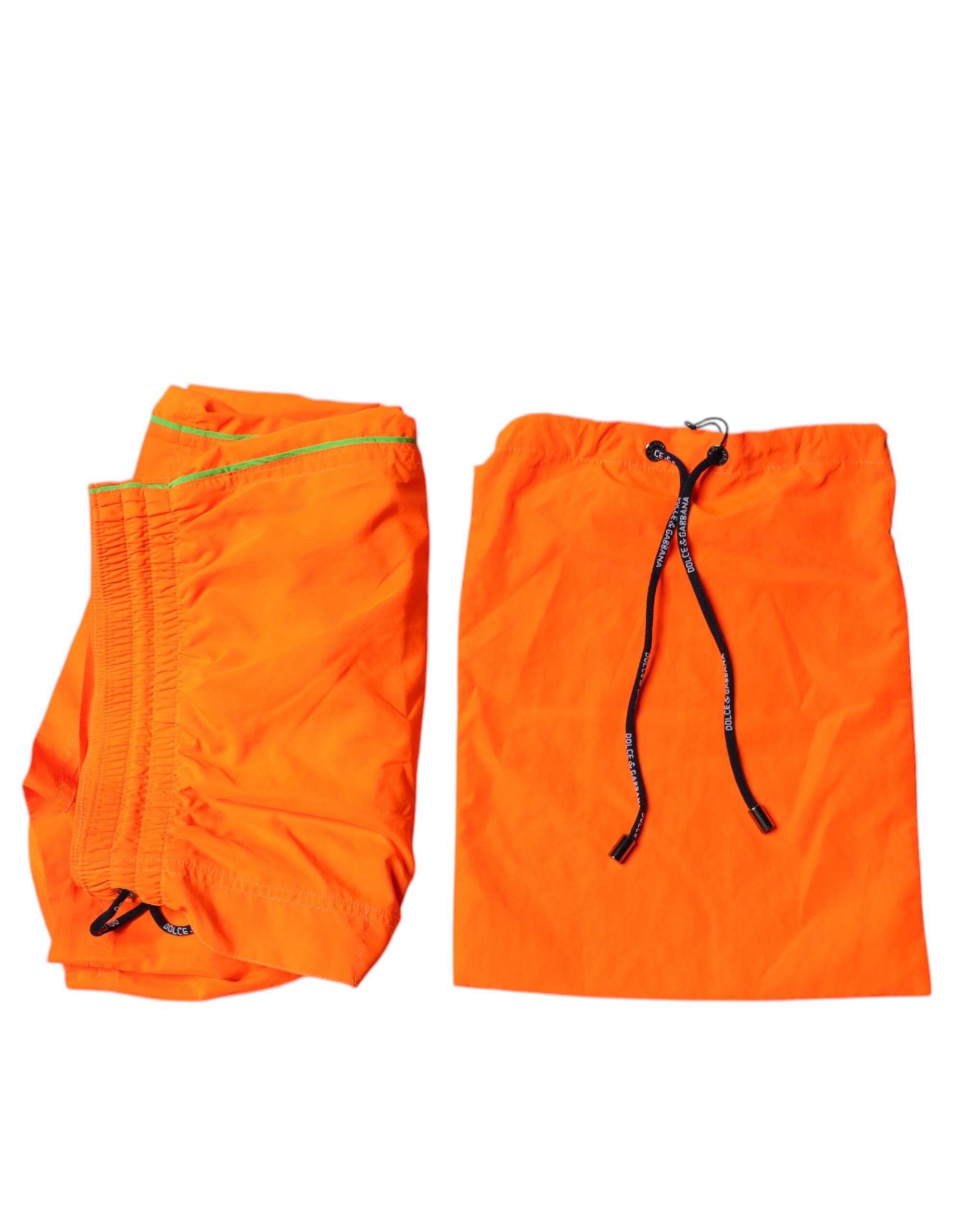 Dolce & Gabbana Orange Polyester Beachwear Shorts 2Pc Swimwear - Hilstor