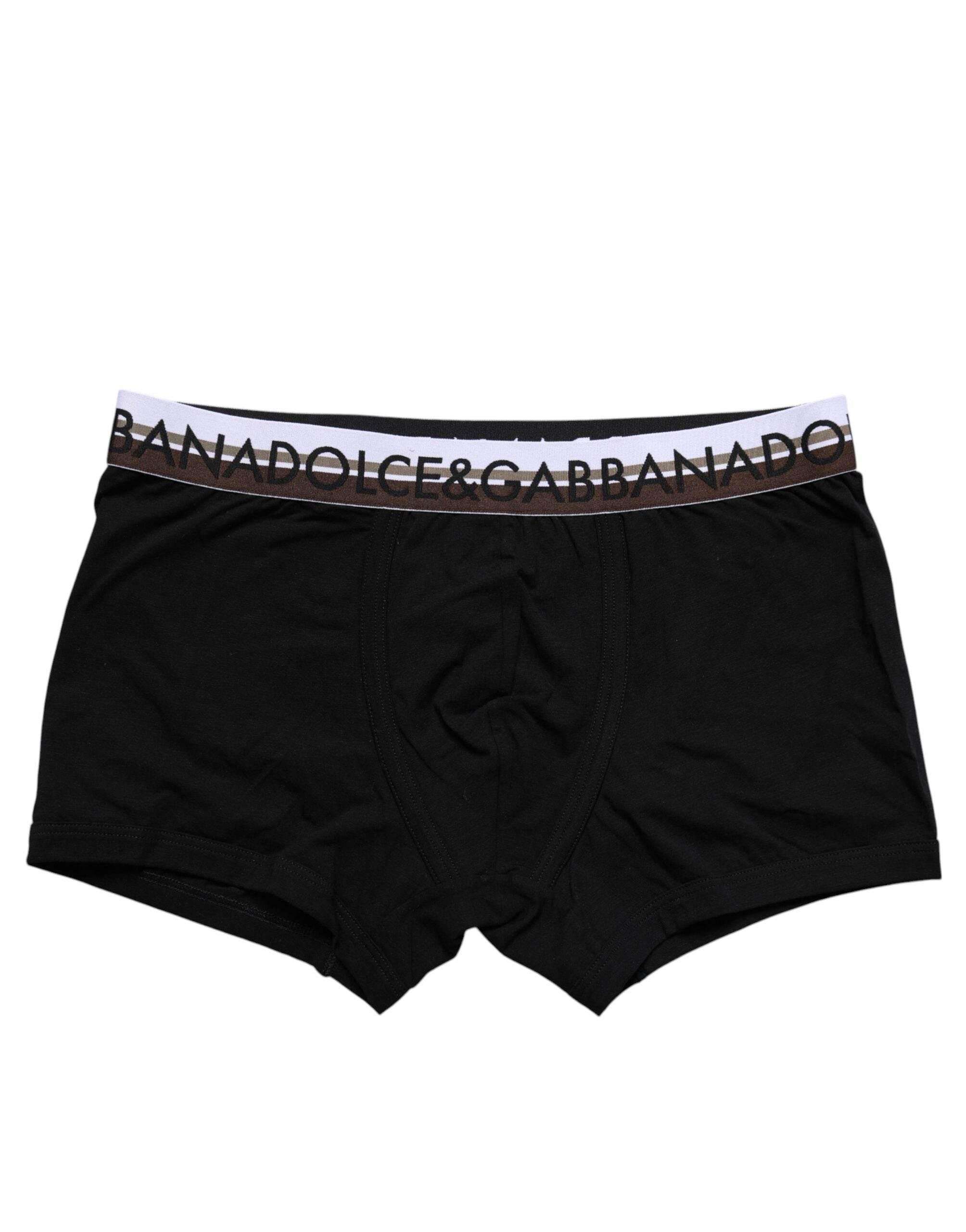 Dolce & Gabbana Black Cotton Stretch Regular Boxer Underwear - Hilstor