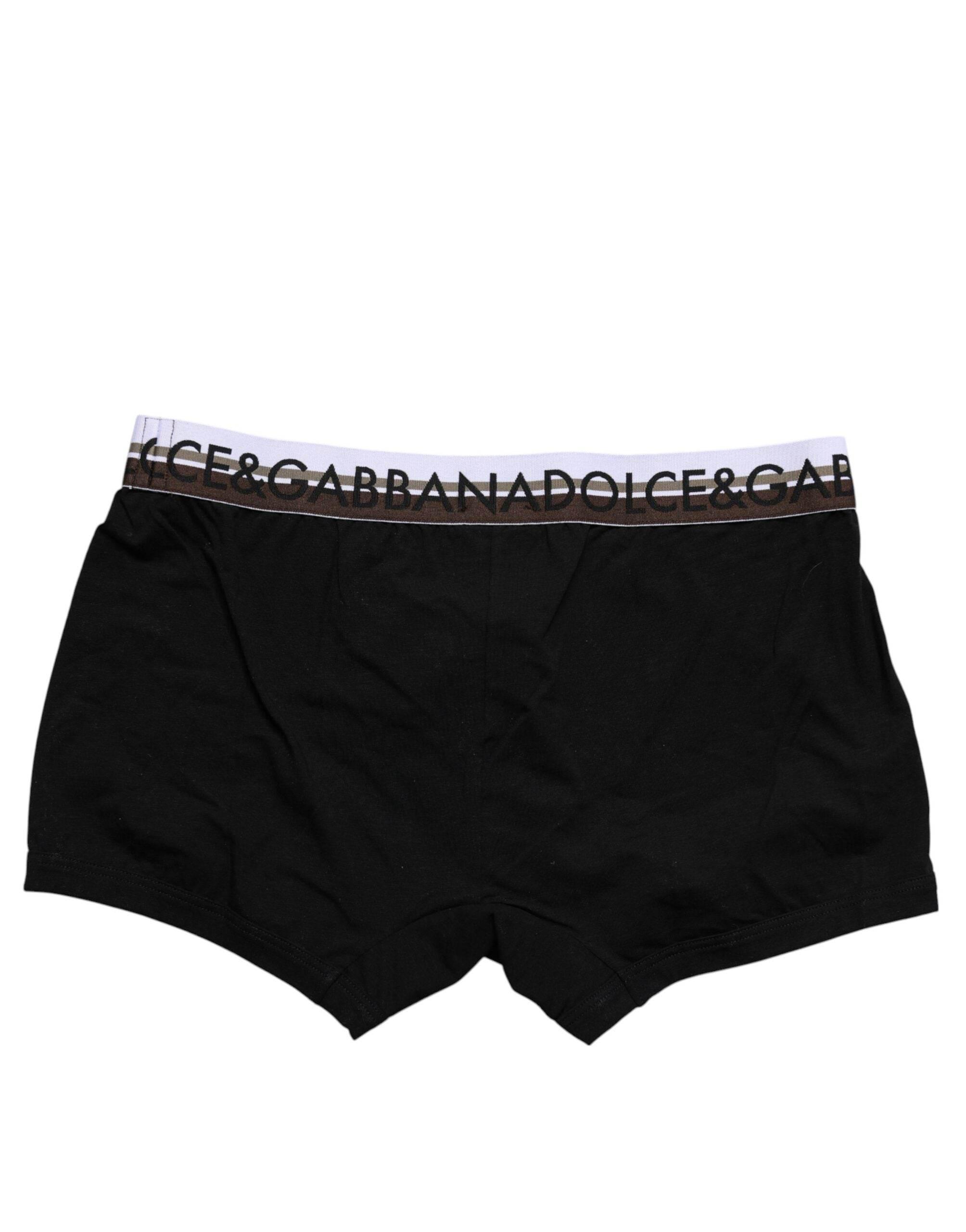Dolce & Gabbana Black Cotton Stretch Regular Boxer Underwear - Hilstor