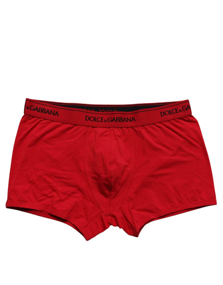 Dolce & Gabbana Red Cotton Stretch Men Regular Boxer Underwear - Hilstor