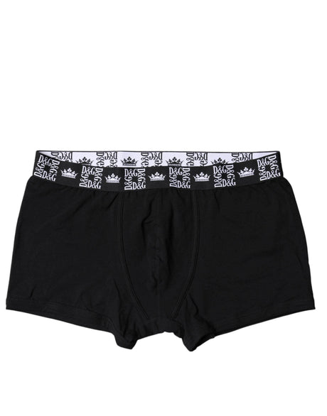 Dolce & Gabbana Black Cotton Stretch Men Regular Boxer Underwear - Hilstor